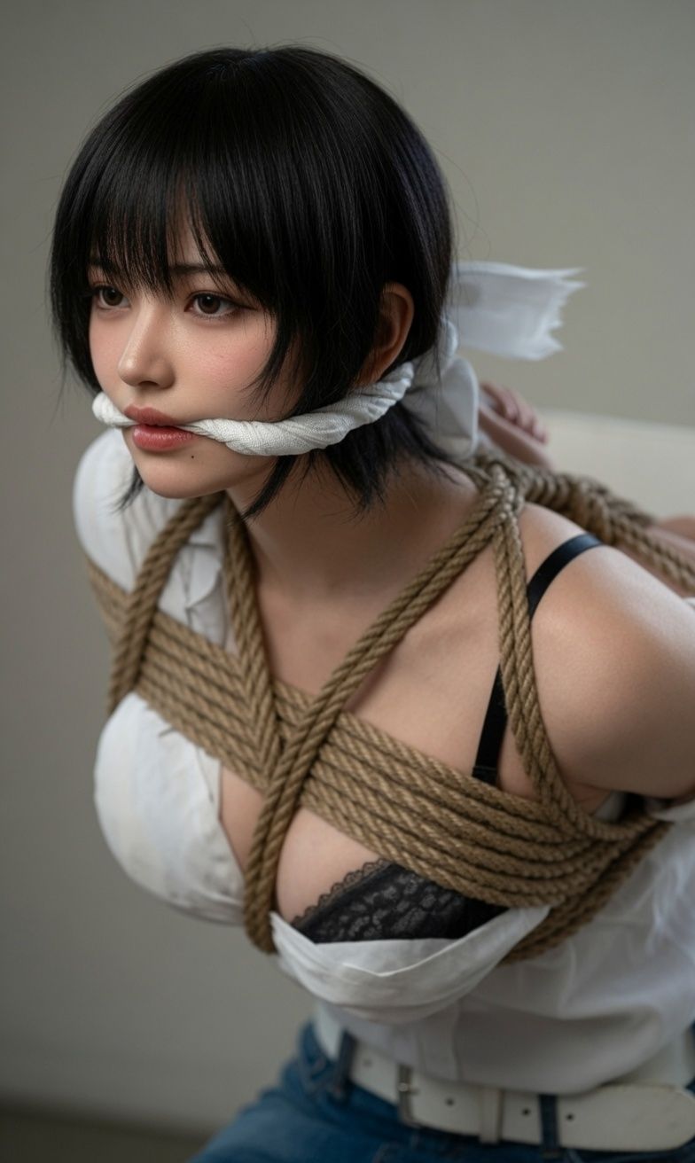 縛られた長身美脚美女1（動画ver2） - サンプル画像 1