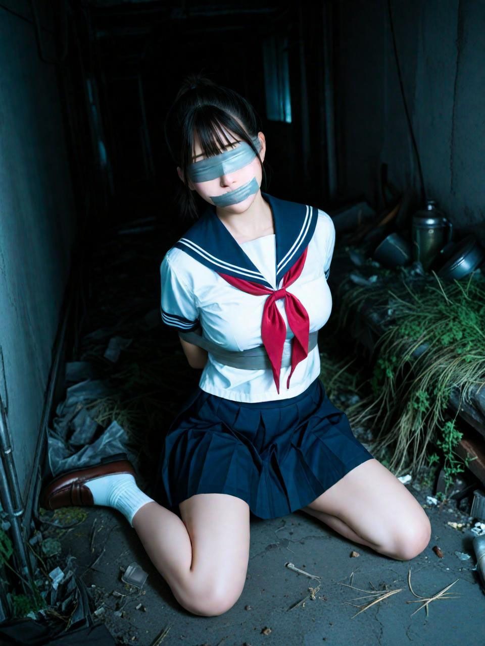 夜の廃墟で、セーラー服と。（500枚）【実写系AI超リアルCG集ult】 - サンプル画像 2
