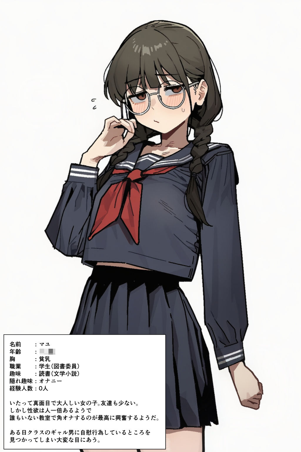 黒髪ひんぬーメガネっ娘×ギャル男=出産 - サンプル画像 1