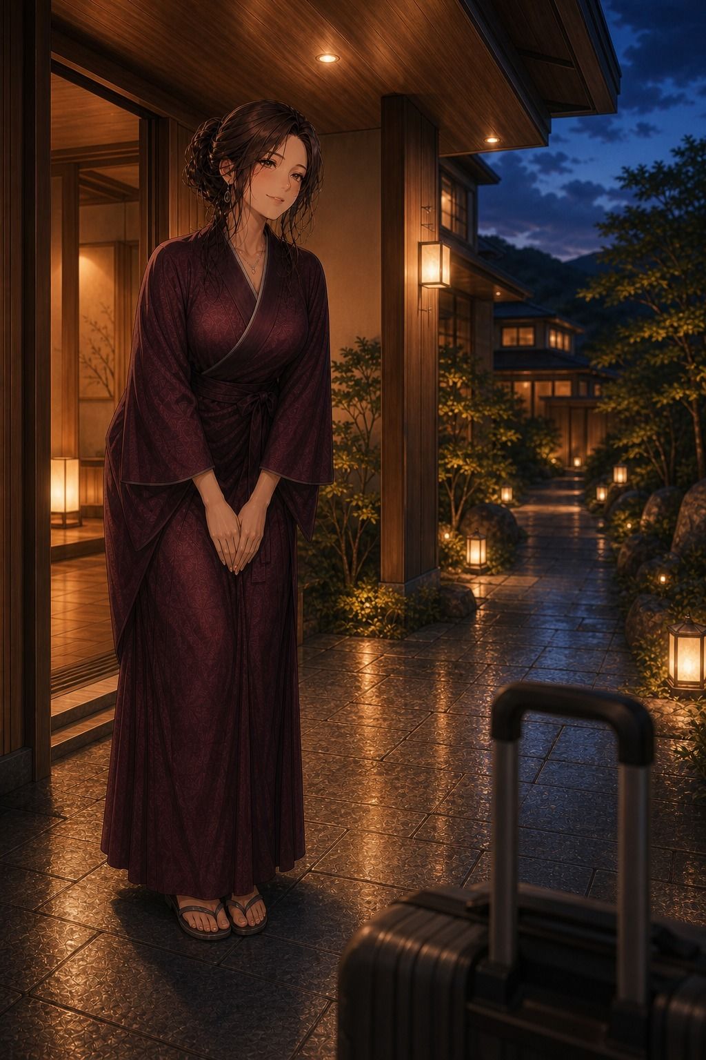 美人女将と過ごす温泉宿の一夜 - サンプル画像 2
