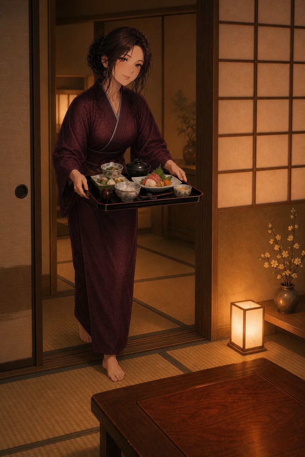 美人女将と過ごす温泉宿の一夜 - サンプル画像 4