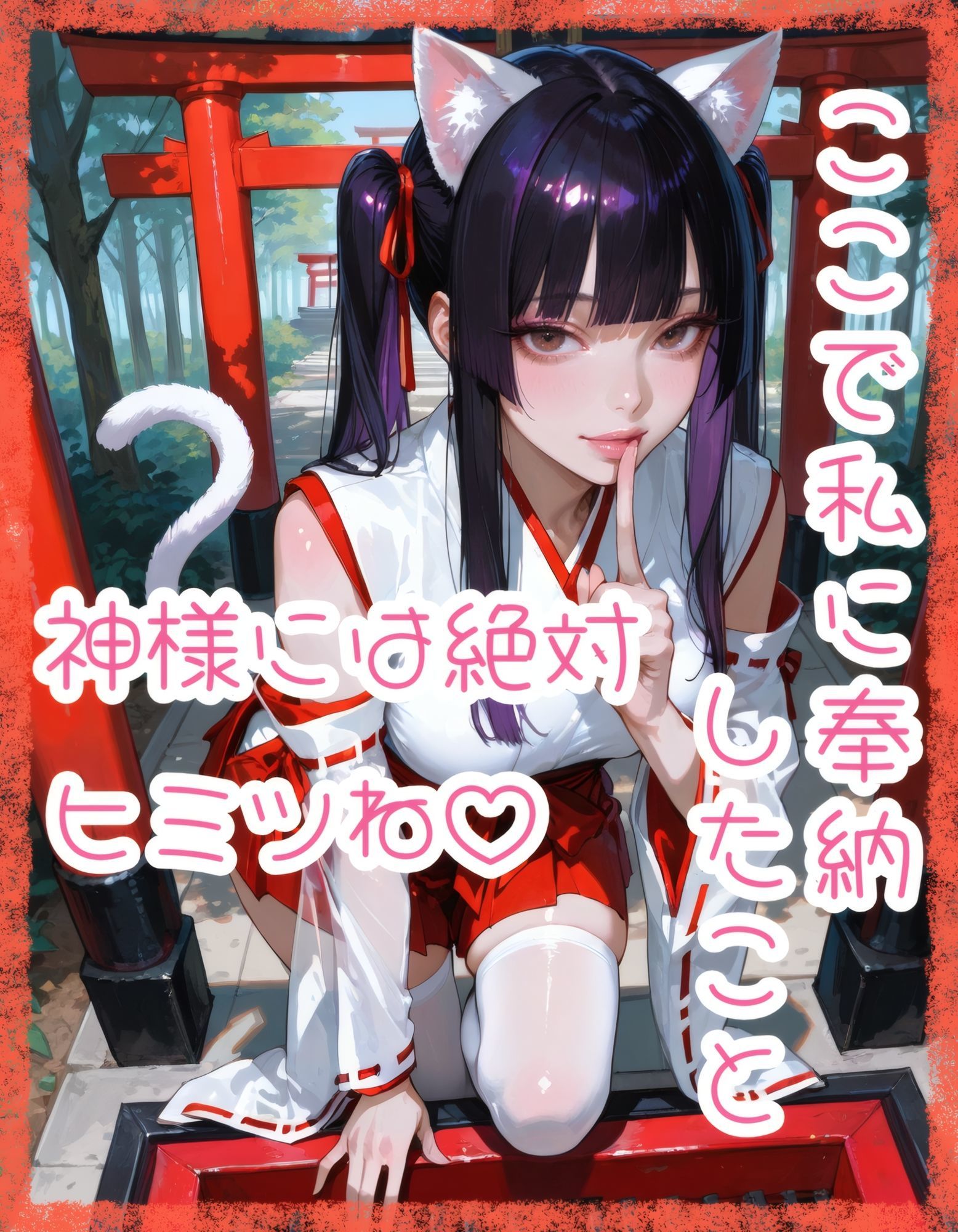 【猫巫女】肉体奉仕（はーと）寄付金収集【狐黒装】 - サンプル画像 1