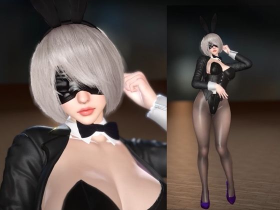 【2B×バニー】夜Barで2Bバニーパラダイス！【バニーロイド】 - サンプル画像 1