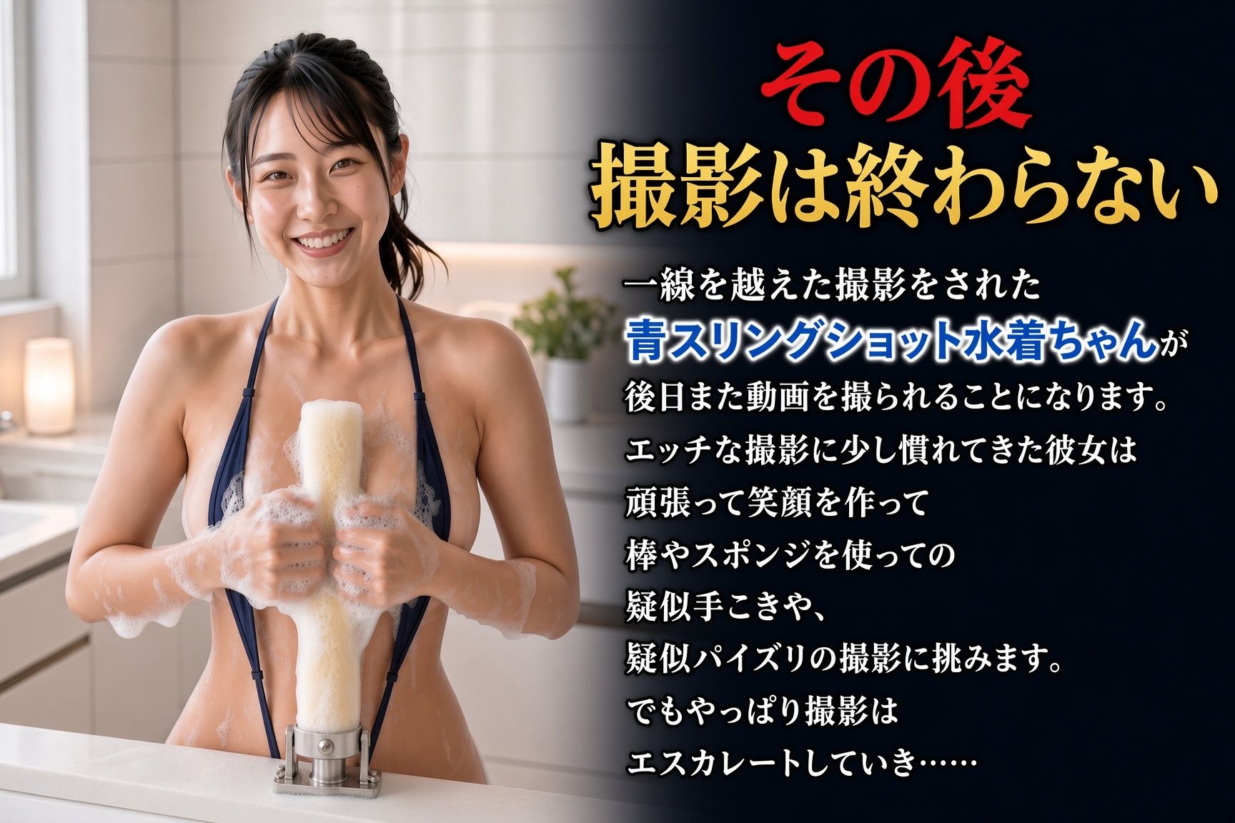セクシーな水着撮影だったはずなのに…… 新人グラビアアイドルが裏切られ、ポルノ動画を撮られ、淫語まじりの恥ずかしい宣伝文句を言わされるまで 青スリングショット水着ちゃん篇 - サンプル画像 5