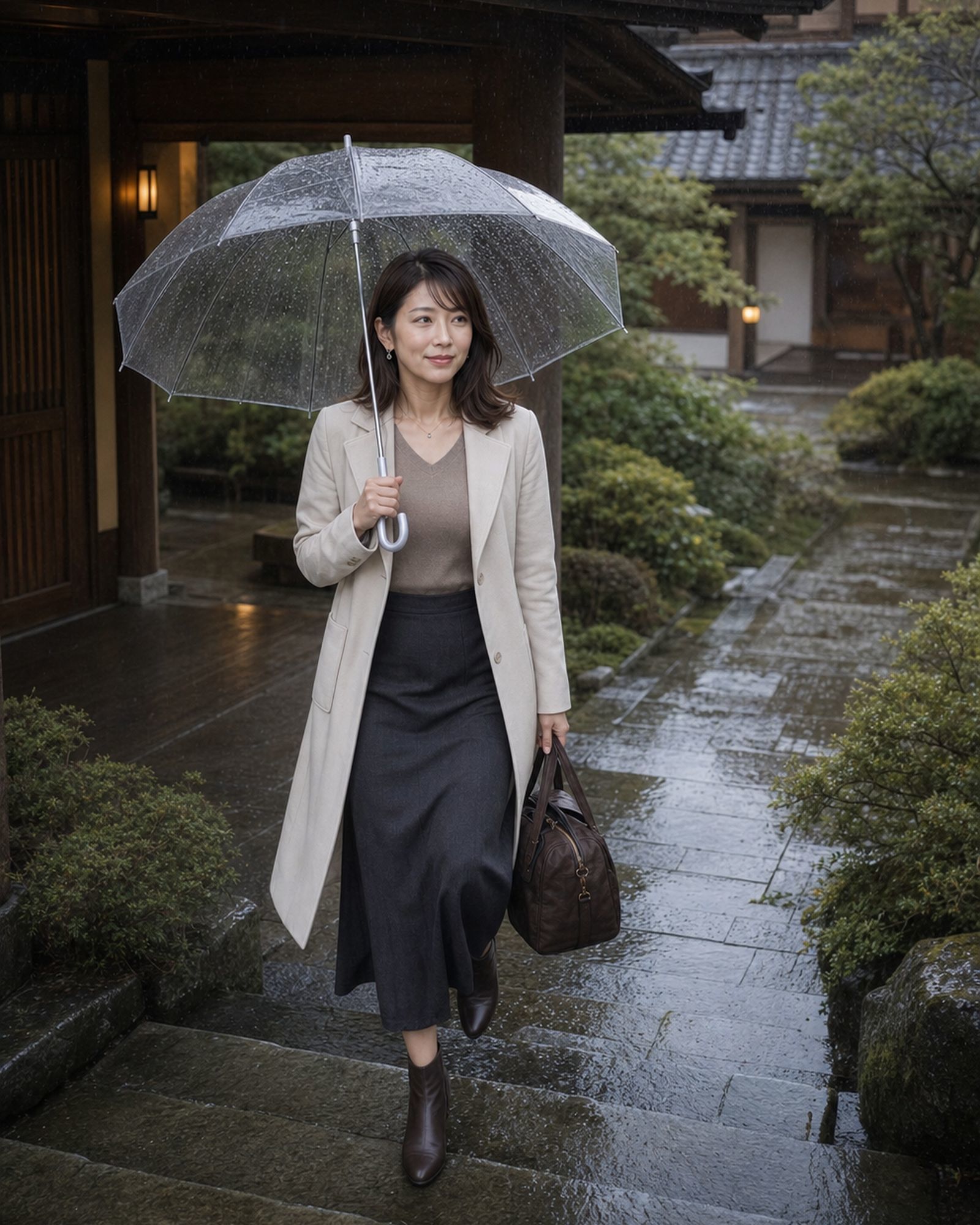 雨の温泉宿で、綾乃と。 - サンプル画像 1