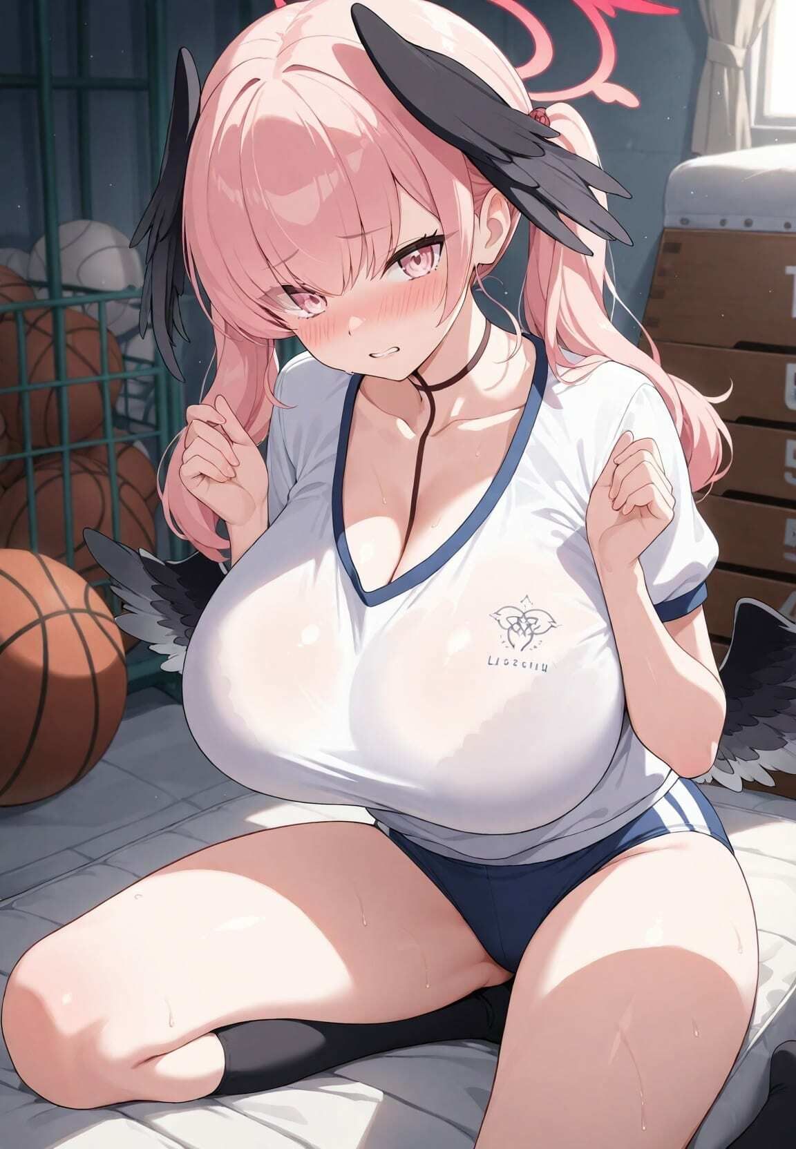 巨乳エロボディ制服J〇寝取って密着コスラブえっち ブ〇ーアーカイブ5 - サンプル画像 4