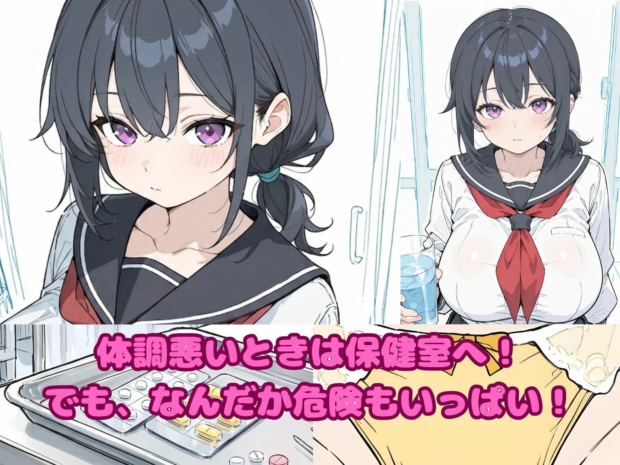 おねんねJ○〜セーラー服姿の女の子が 保健室でおねんねしてる間に ●●●するお話〜 - サンプル画像 1
