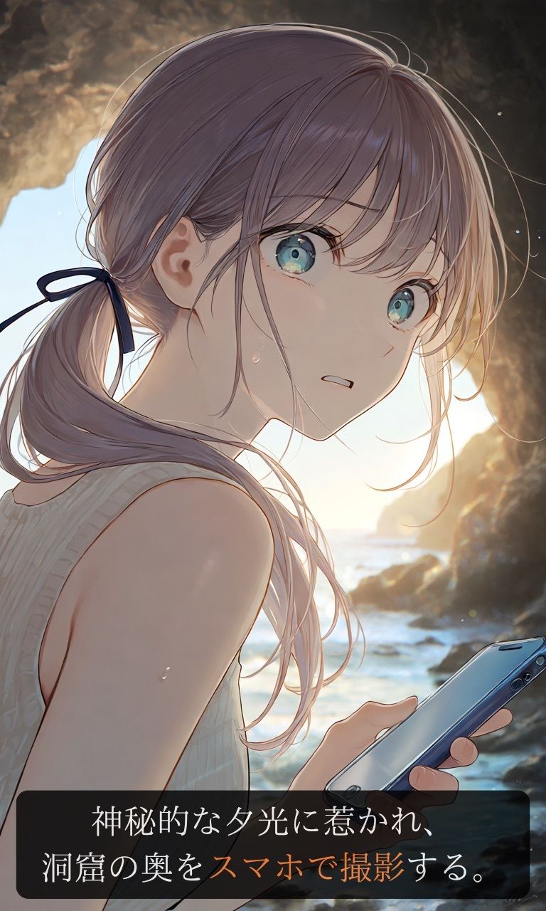 【ストーリー×イラスト｜Short】海を愛する文学少女、黒い人影に呼吸を奪われる海蝕洞【ニーソックス/首絞め/絶対領域/美少女】 - サンプル画像 3