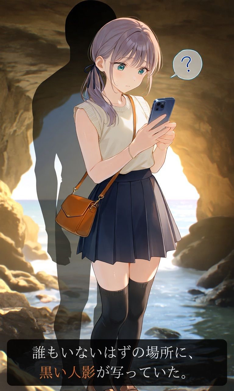 【ストーリー×イラスト｜Short】海を愛する文学少女、黒い人影に呼吸を奪われる海蝕洞【ニーソックス/首絞め/絶対領域/美少女】 - サンプル画像 4