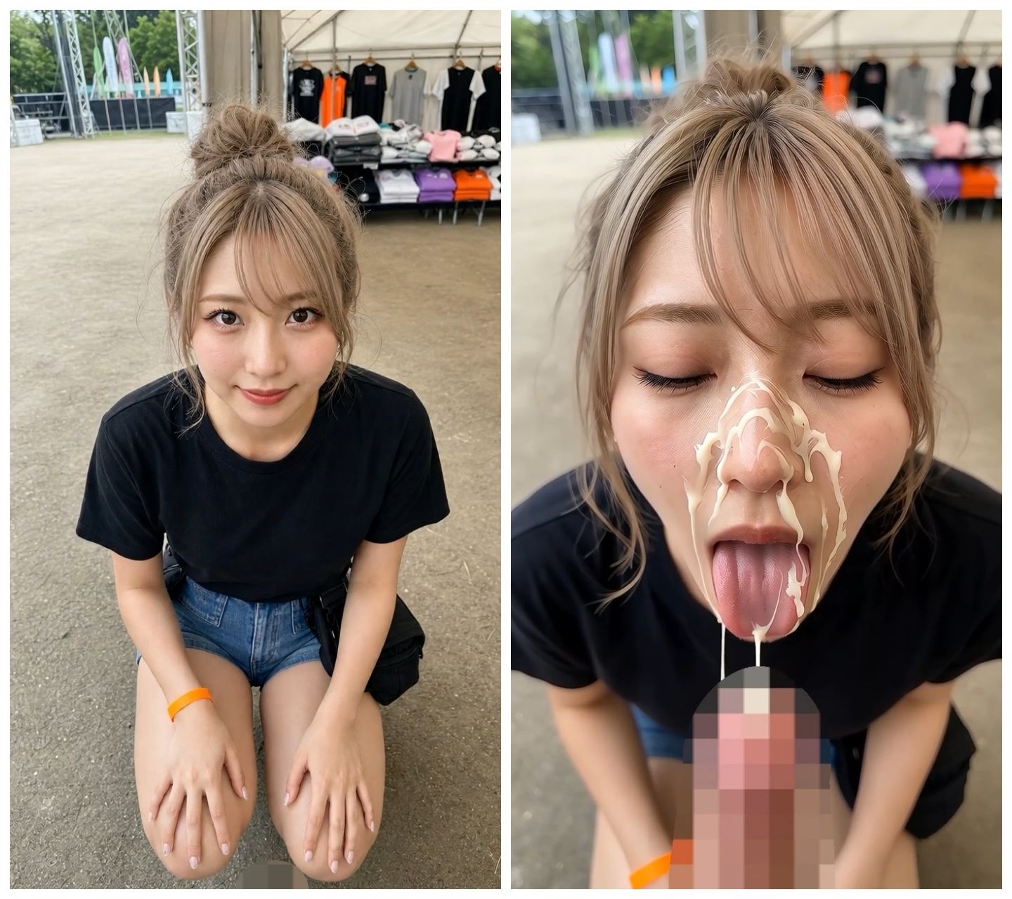 顔射！しゃがんだ女のコにぶっかけ！39人セリフ付き縦動画 - サンプル画像 2