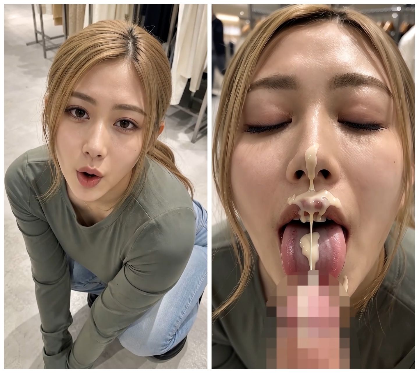 顔射！しゃがんだ女のコにぶっかけ！39人セリフ付き縦動画 - サンプル画像 7