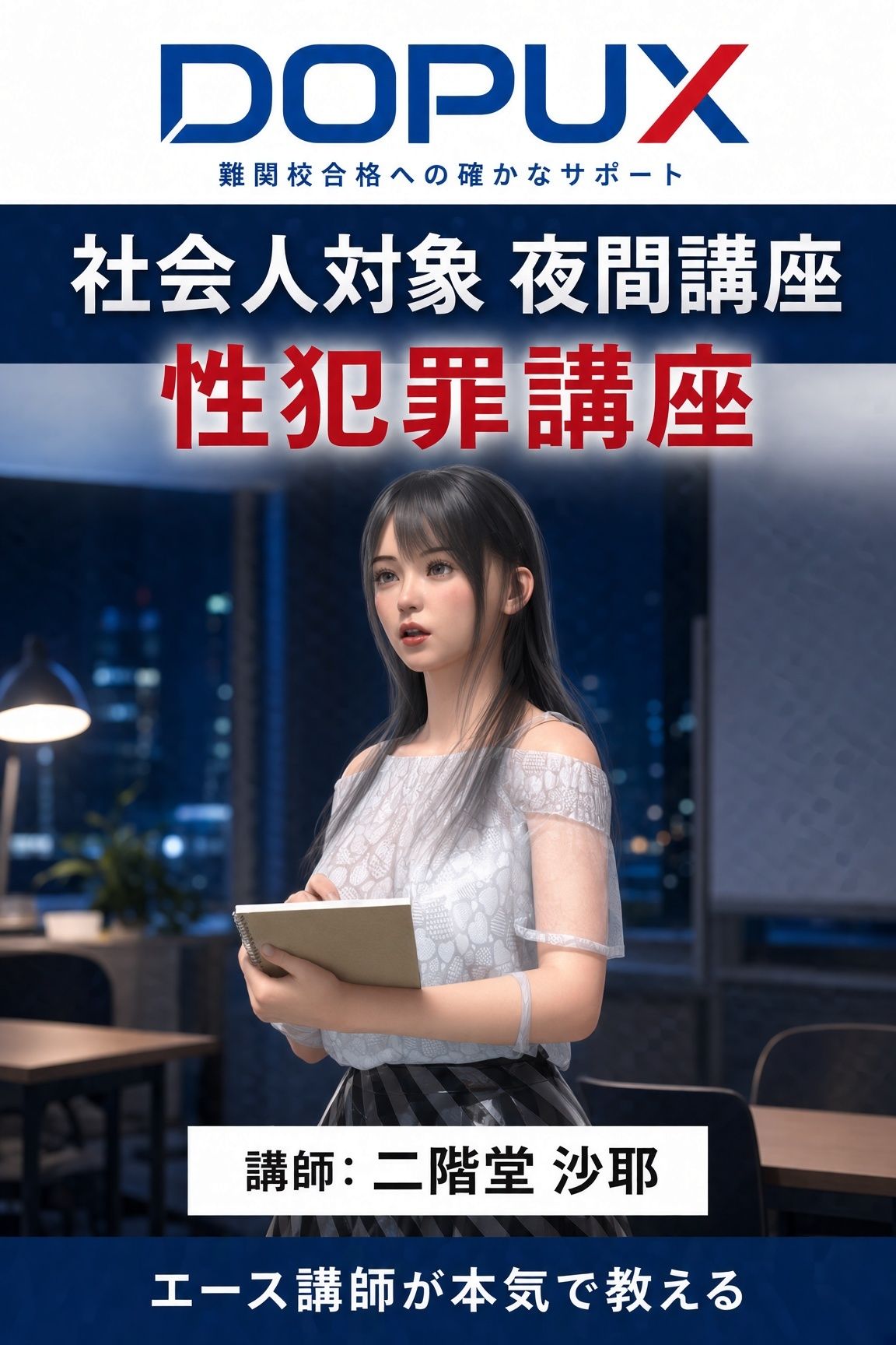 【△20】パンチラガチャ★二階堂 沙耶 大学に進学し強豪予備校『DOPUX（ドピュックス）』で社会人向け講座（性犯罪）を教える名物講師に！（Vol.009:集団強●罪） - サンプル画像 1