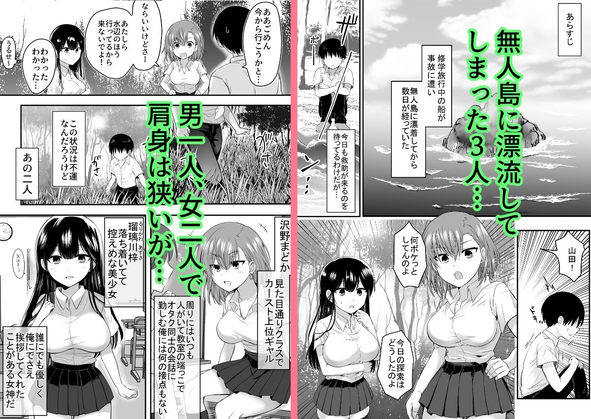 クラスのヒロインズと陰キャ俺の無人島性活 - サンプル画像 1