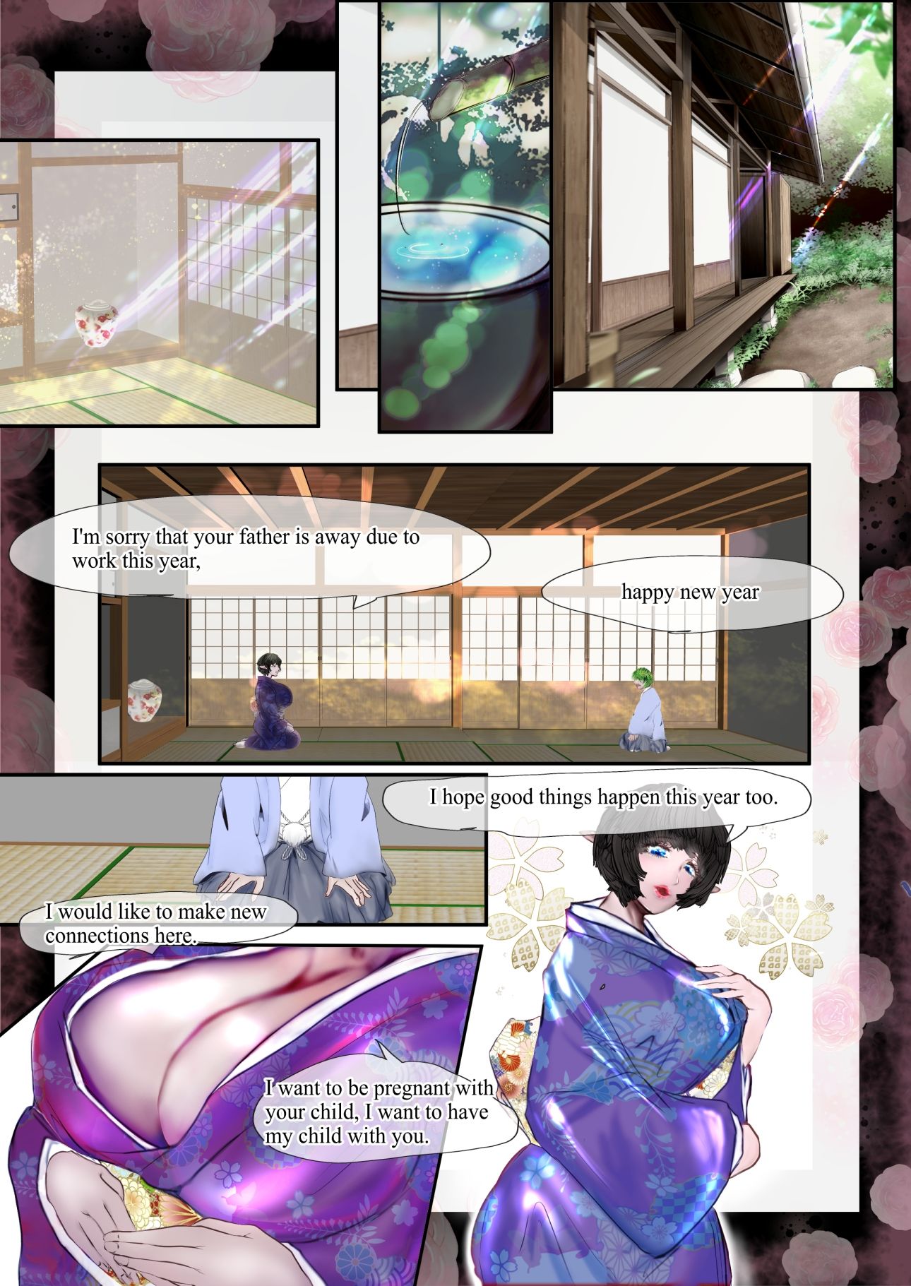 Beautiful mother elf wearing a kimono （English） - サンプル画像 3