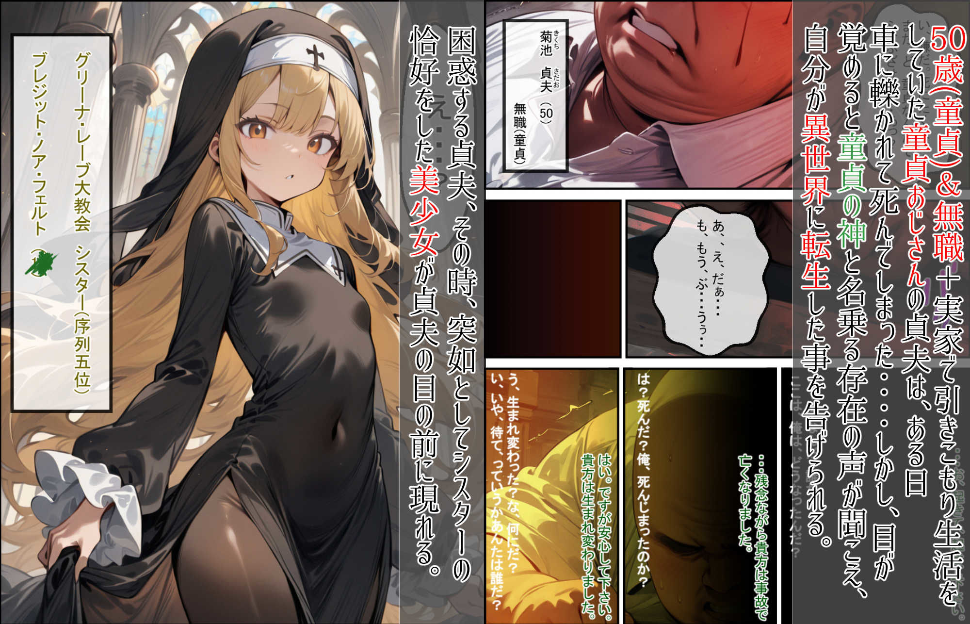 異世界転生した童貞おじさんは童貞の神から最強の催●能力を授かり出会った女達を奴●にする伝説 シスター編 - サンプル画像 1