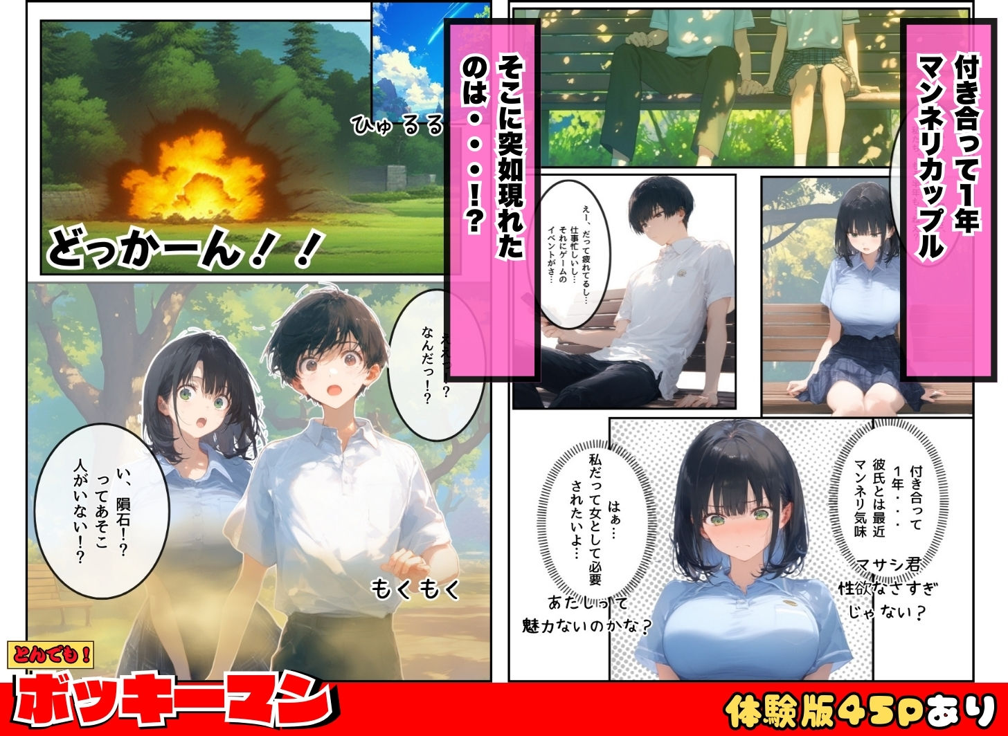 とんでも！ボッキーマン。〜彼氏の前で彼女を寝取ってボッキー！の巻〜 - サンプル画像 2