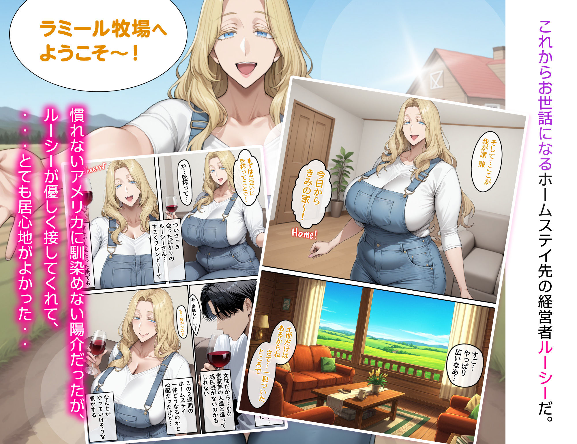 ホームステイ先の爆乳ブロンド美女に雌牛コスで誘惑されてイチャラブ種付け生活1 - サンプル画像 4