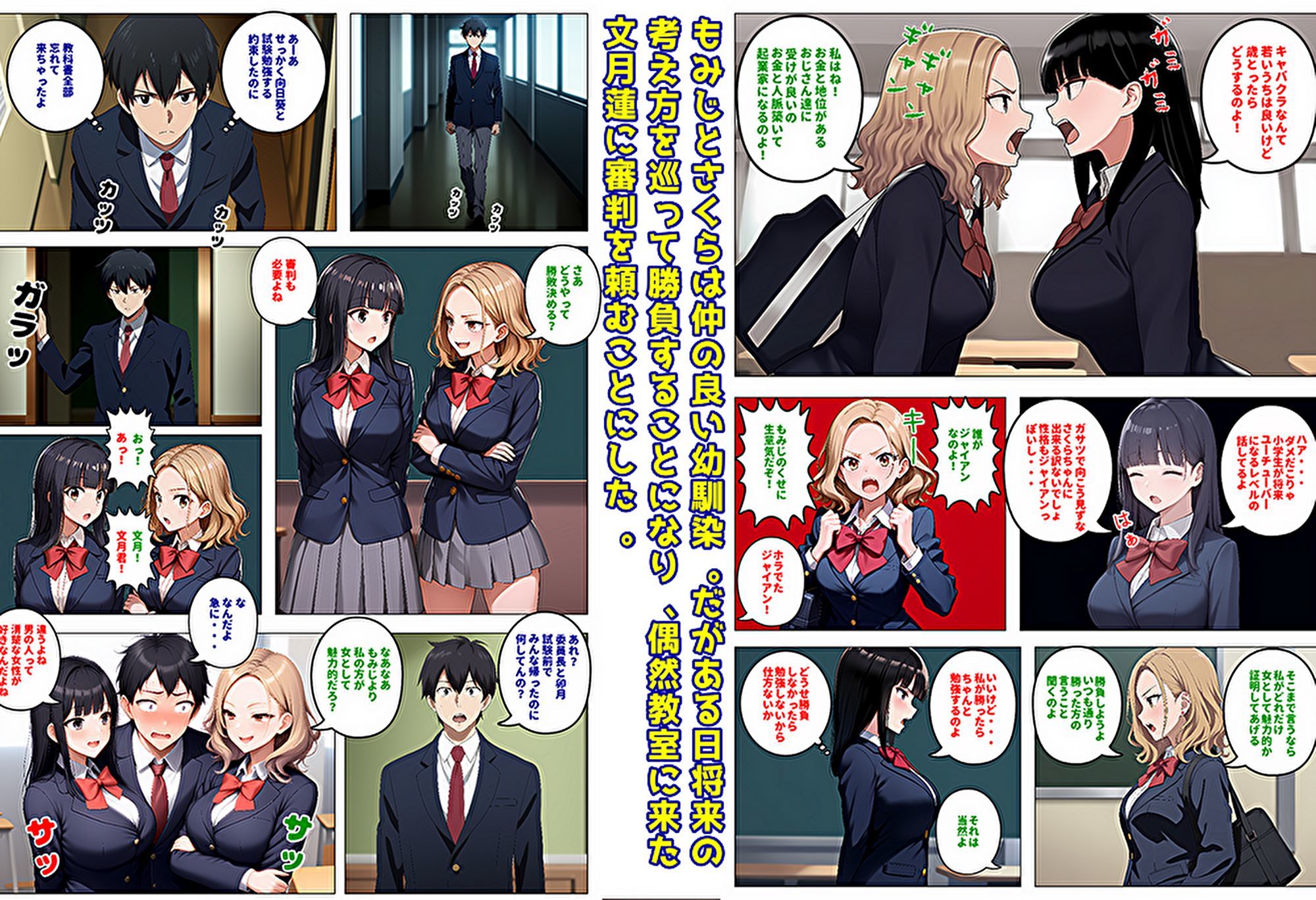 【メッチャエロい作品なので新作セールします】委員長とギャルがセックス勝負を始めたんだが俺が審判をする事になった話 - サンプル画像 1