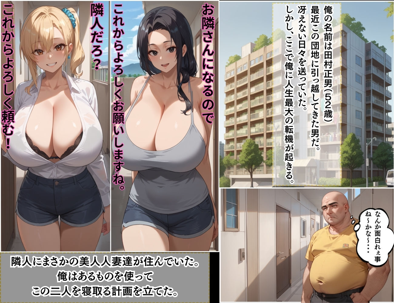 催●支配  団地妻  隣人が両方とも美人人妻だったので催●お香で発情させて寝取った話 - サンプル画像 1