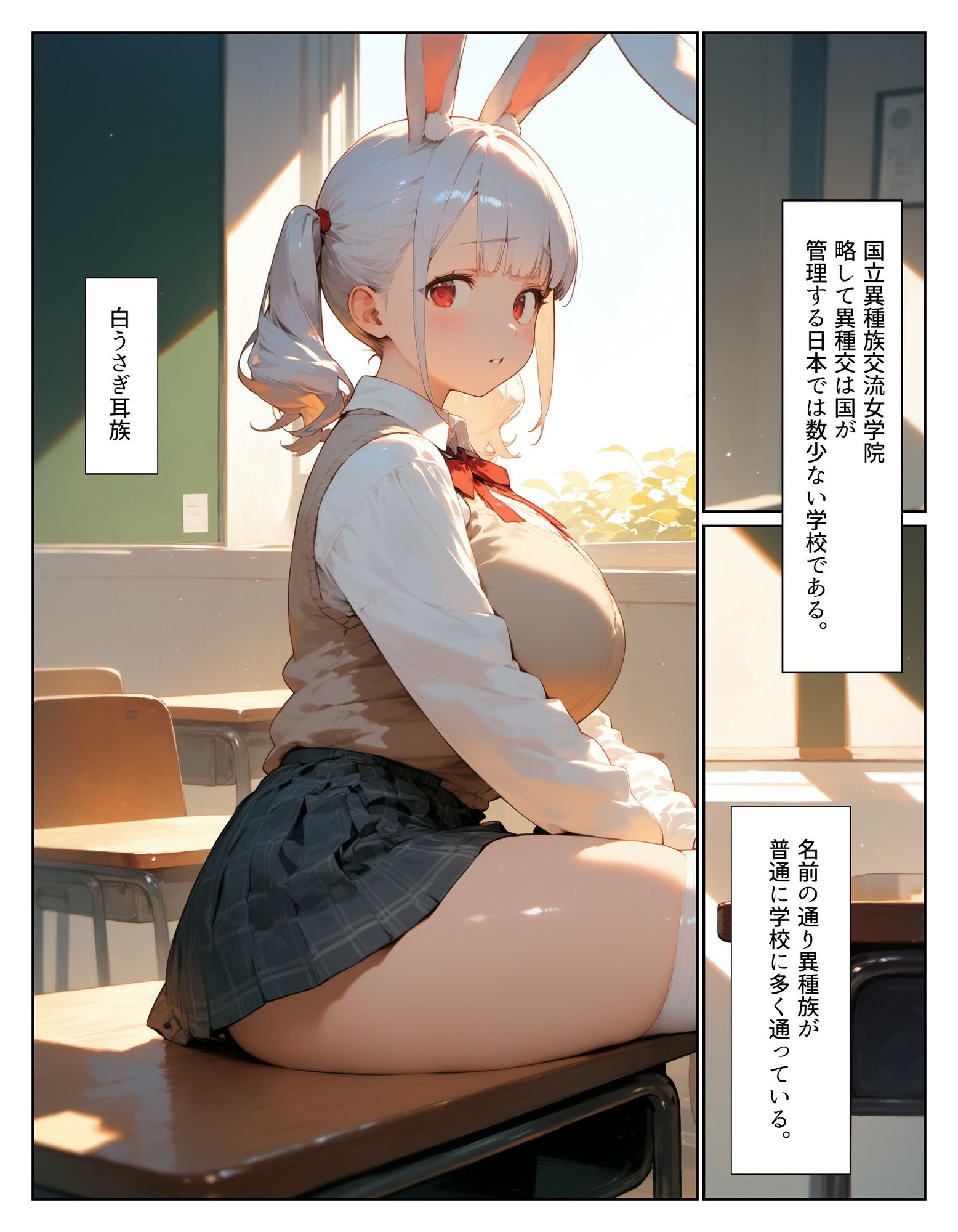異種族交流学院！白うさぎ耳族のばあい - サンプル画像 1