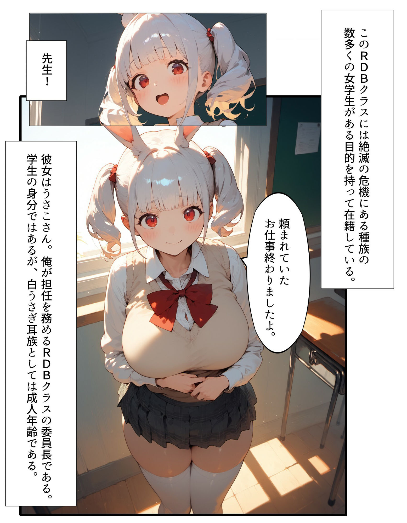 異種族交流学院！白うさぎ耳族のばあい - サンプル画像 2