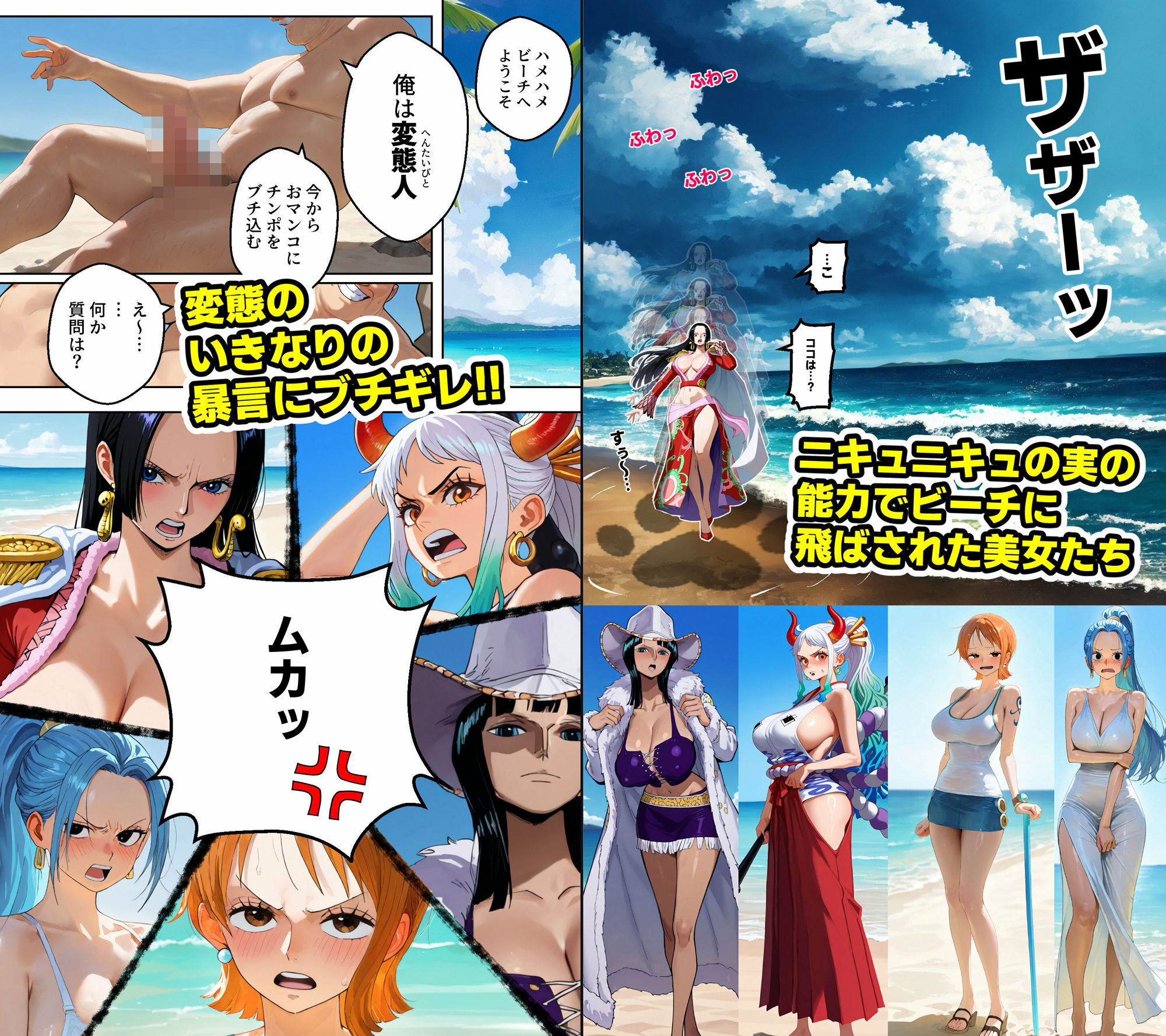 ワン○ース 催○ハメハメビーチ 【マンガ＋CG集】 - サンプル画像 2