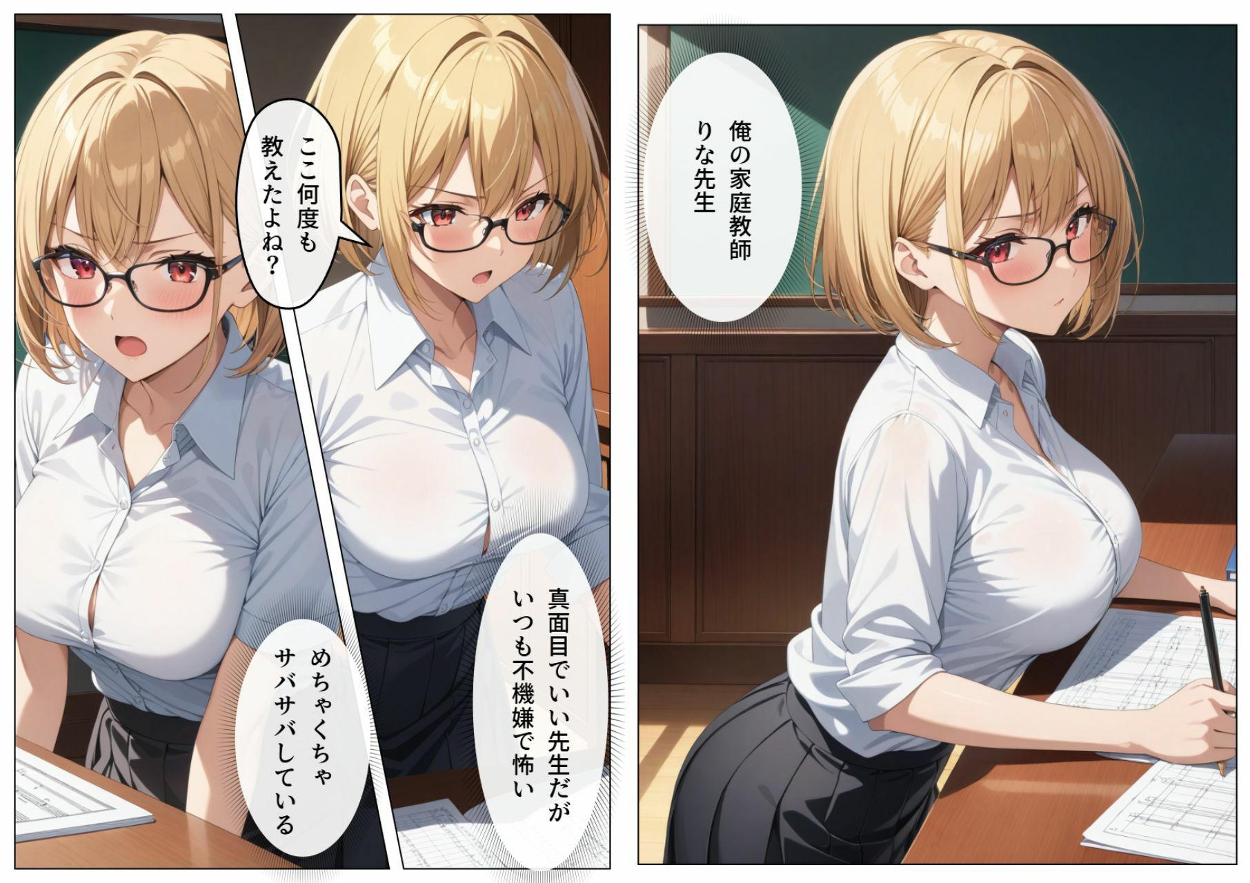 巨乳眼鏡家庭教師 快楽堕ちしたので中出ししてあげた - サンプル画像 1