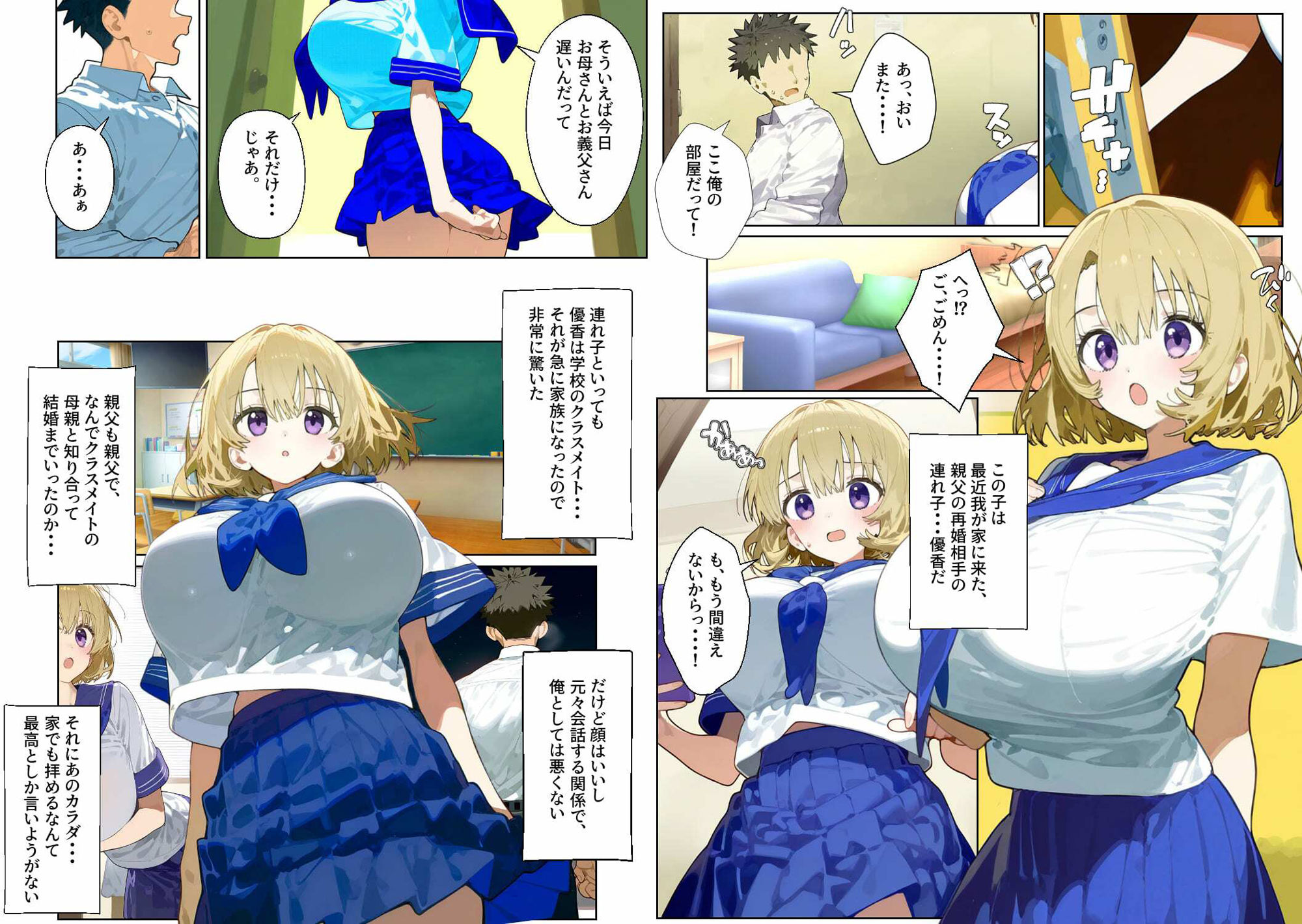 クラスメイトがある日突然家族になったら〜親の再婚で巨乳のクラスメイトと実の家族になってめちゃくちゃセックスする話〜 - サンプル画像 1