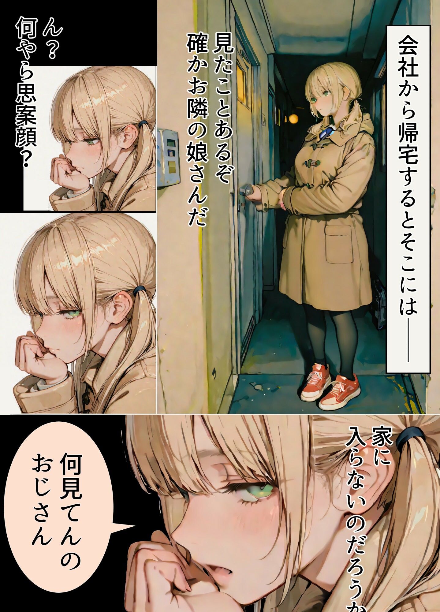 お隣の娘さんが鍵がなくて困っていたのでち○ぽを貸したら股が開いた話 - サンプル画像 1