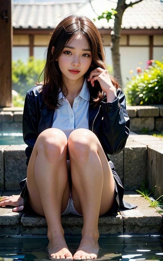 女子大生足湯パンチラ画像集 - サンプル画像 5