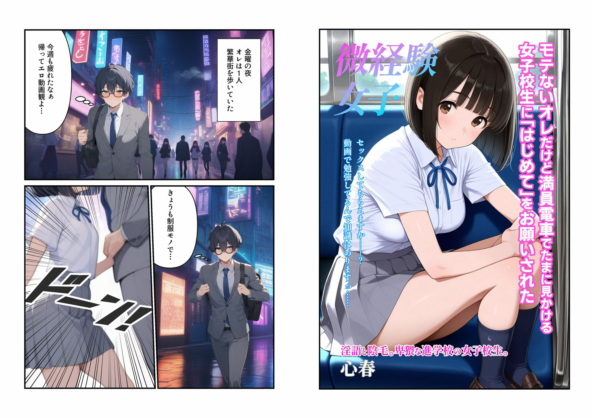 微経験女子・モテないオレだけど満員電車でたまに見かける女子校生に「はじめて」をお願いされた〜心春編 - サンプル画像 1