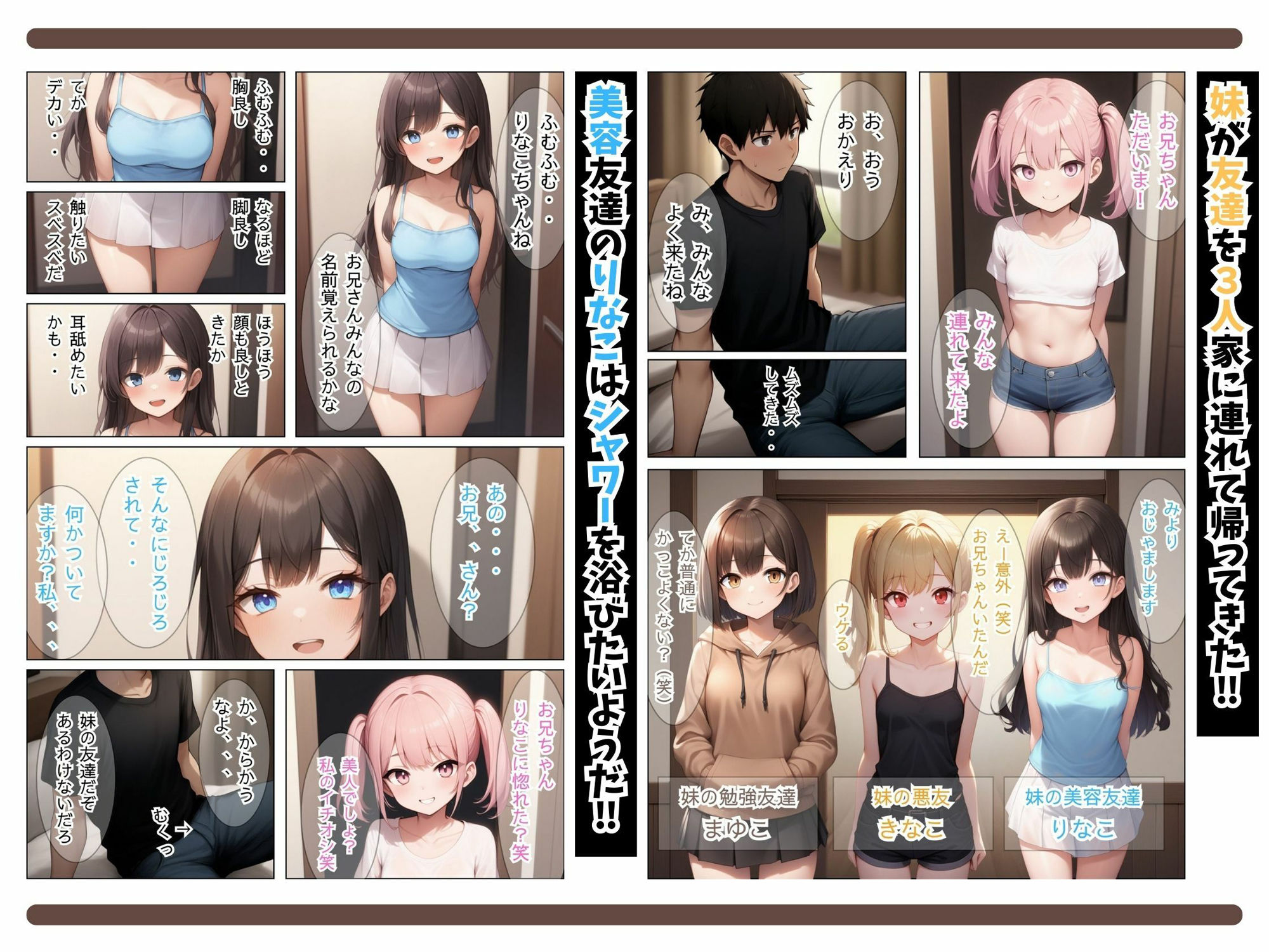 俺は妹の友達とお風呂で処女膜貫通SEXをする。〜妹の悪友（きなこ）美容友達（りなこ）勉強友達（まゆこ）と発育途上ハーレム乱交物語〜 - サンプル画像 1