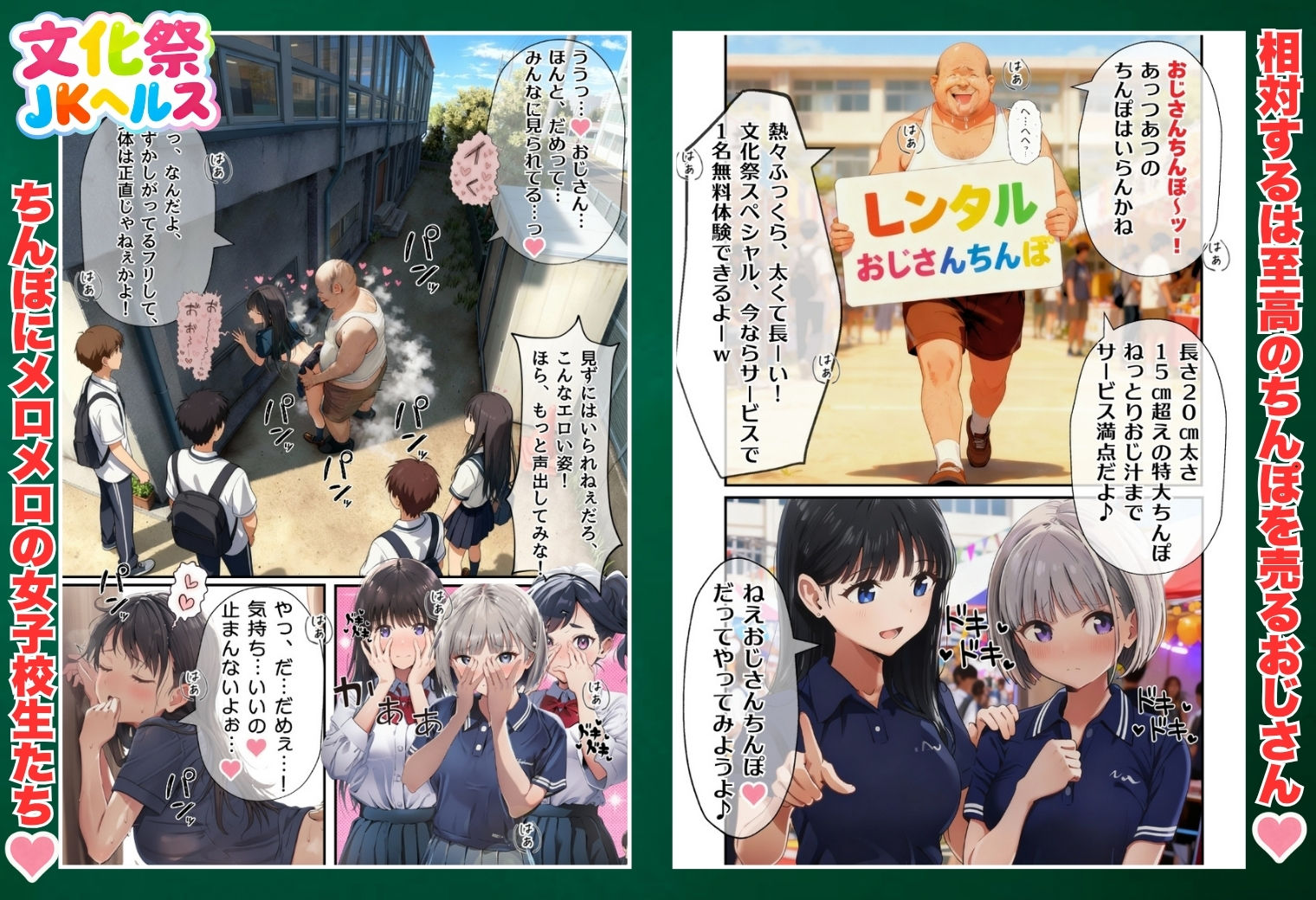 【大乱交】文化祭JKヘルス VS レンタルおじさんちんぽ - サンプル画像 4