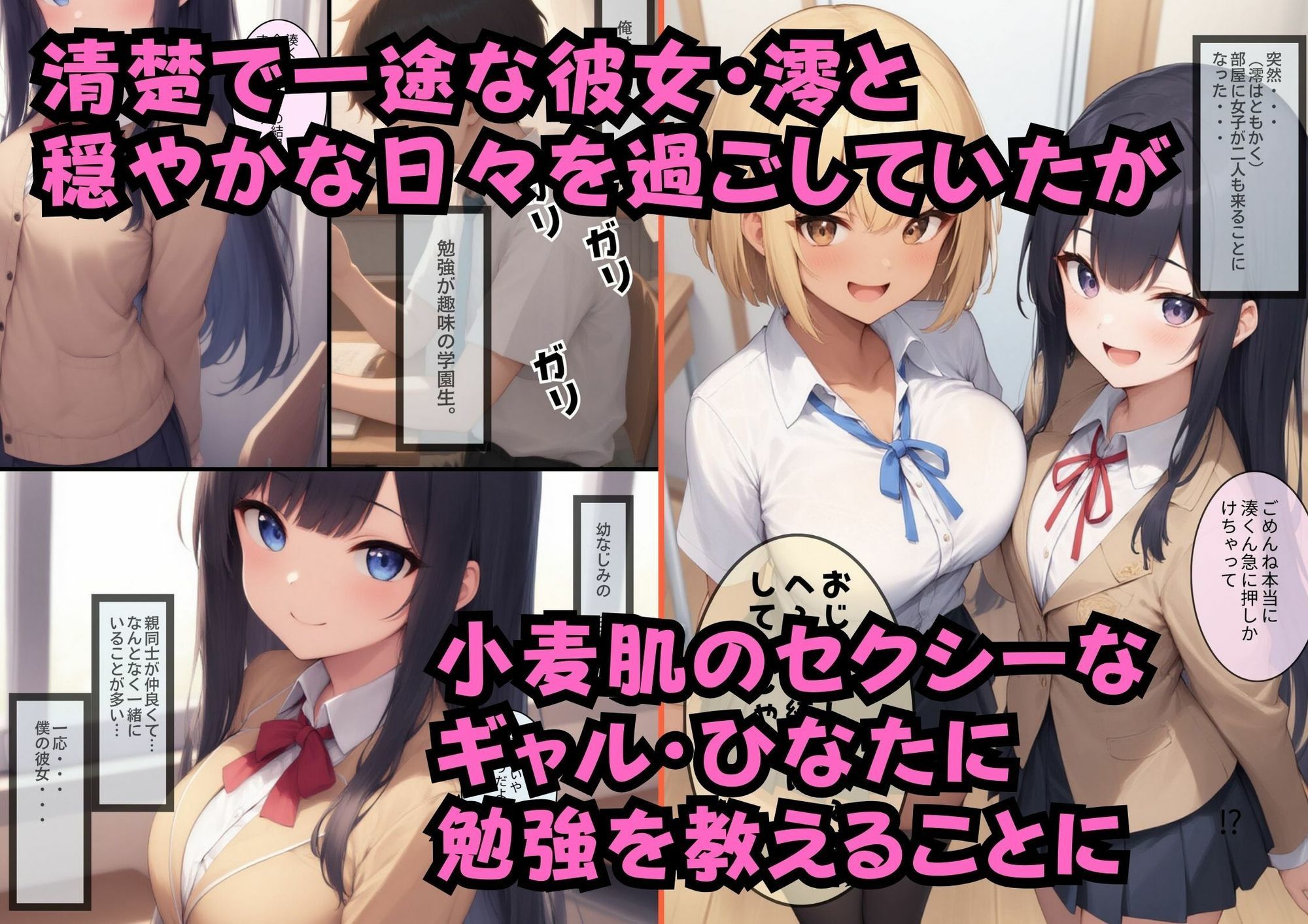 地味な僕が清楚彼女と金髪日焼け爆乳ギャルと3人でハーレム部屋を作っちゃった話 - サンプル画像 2