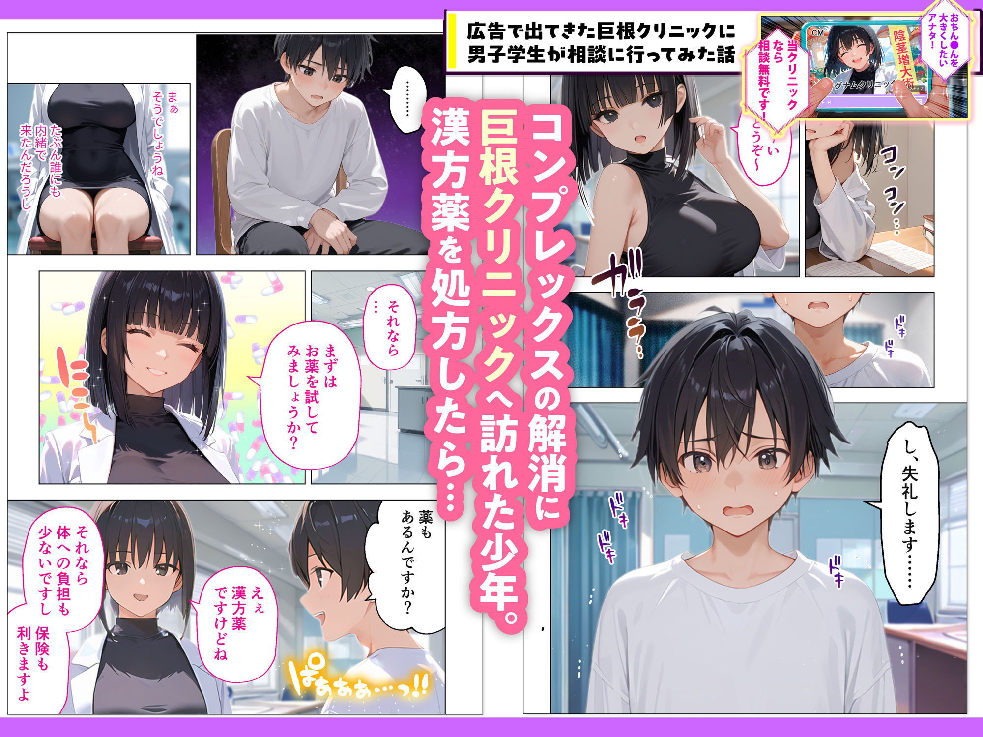 広告で出てきた巨根クリニックに男子学生が相談に行ってみた話 - サンプル画像 1