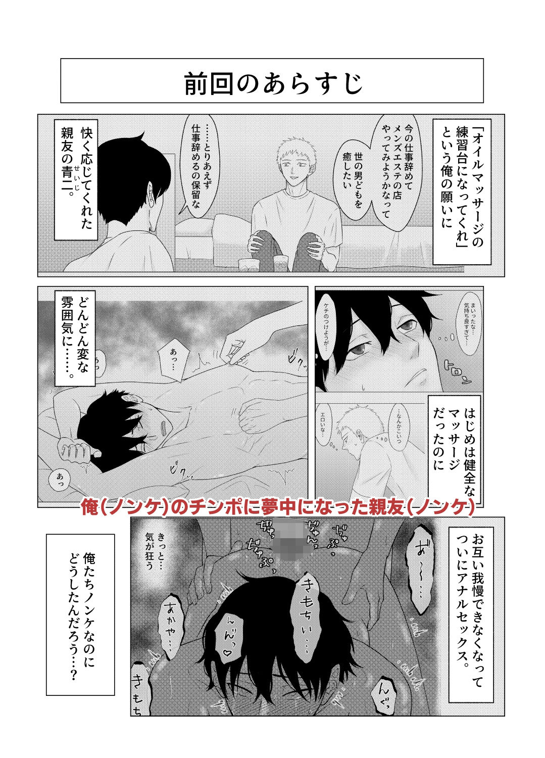 自称ノンケ同士がヤキモチ焼いて焦らしマッサージ - サンプル画像 1