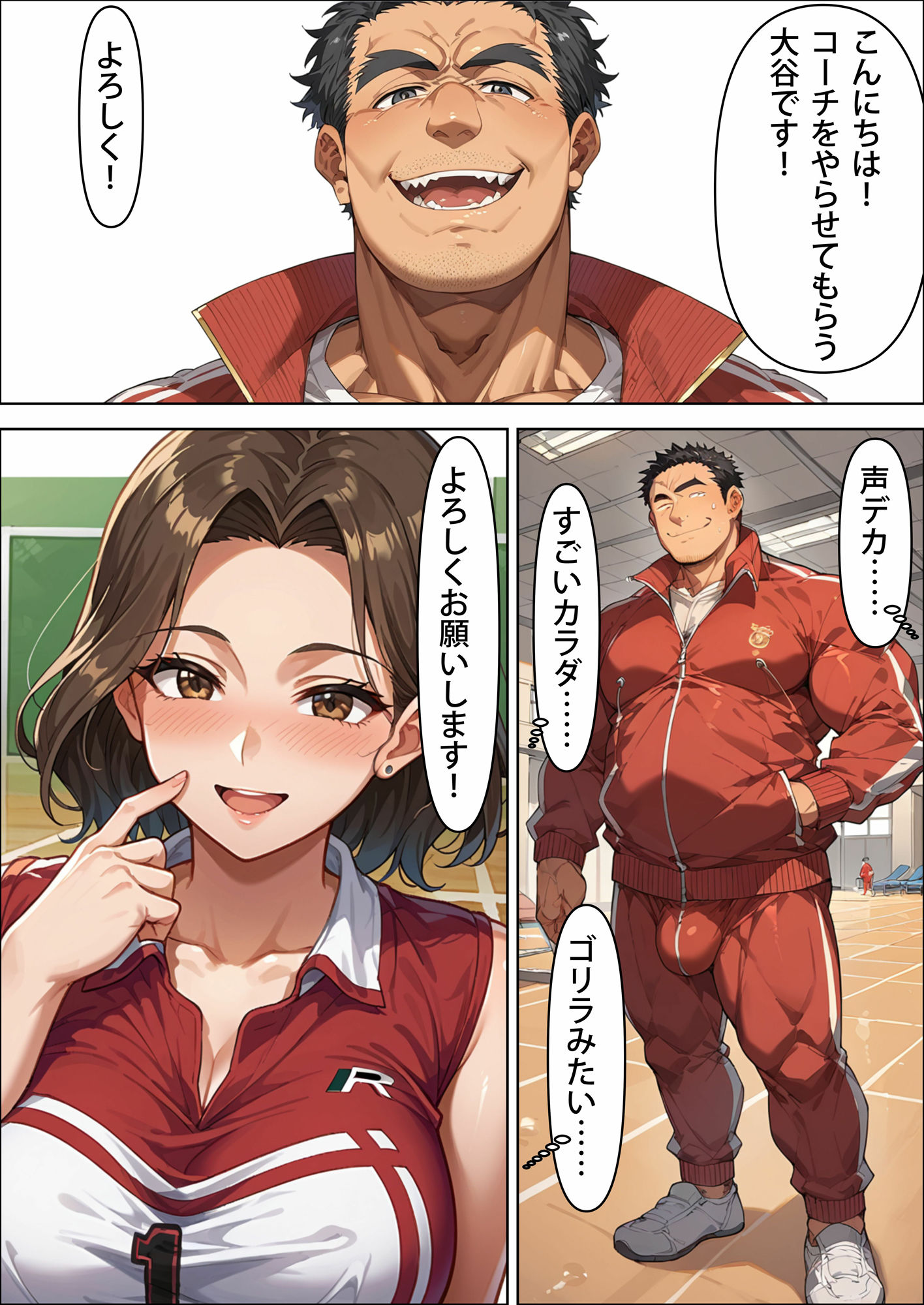 ママさんバレー部 〜ゴリラコーチに敗北する人妻たち〜 - サンプル画像 3