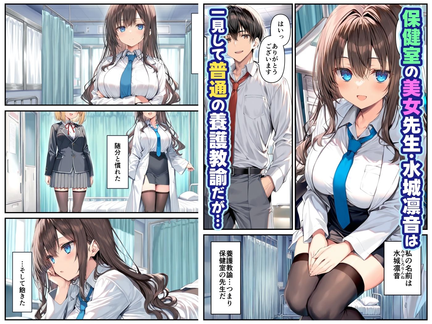 クールぶってるドスケベ保健室の先生が、男子生徒のデカチンポに敗北絶頂潮吹きする話。 - サンプル画像 1