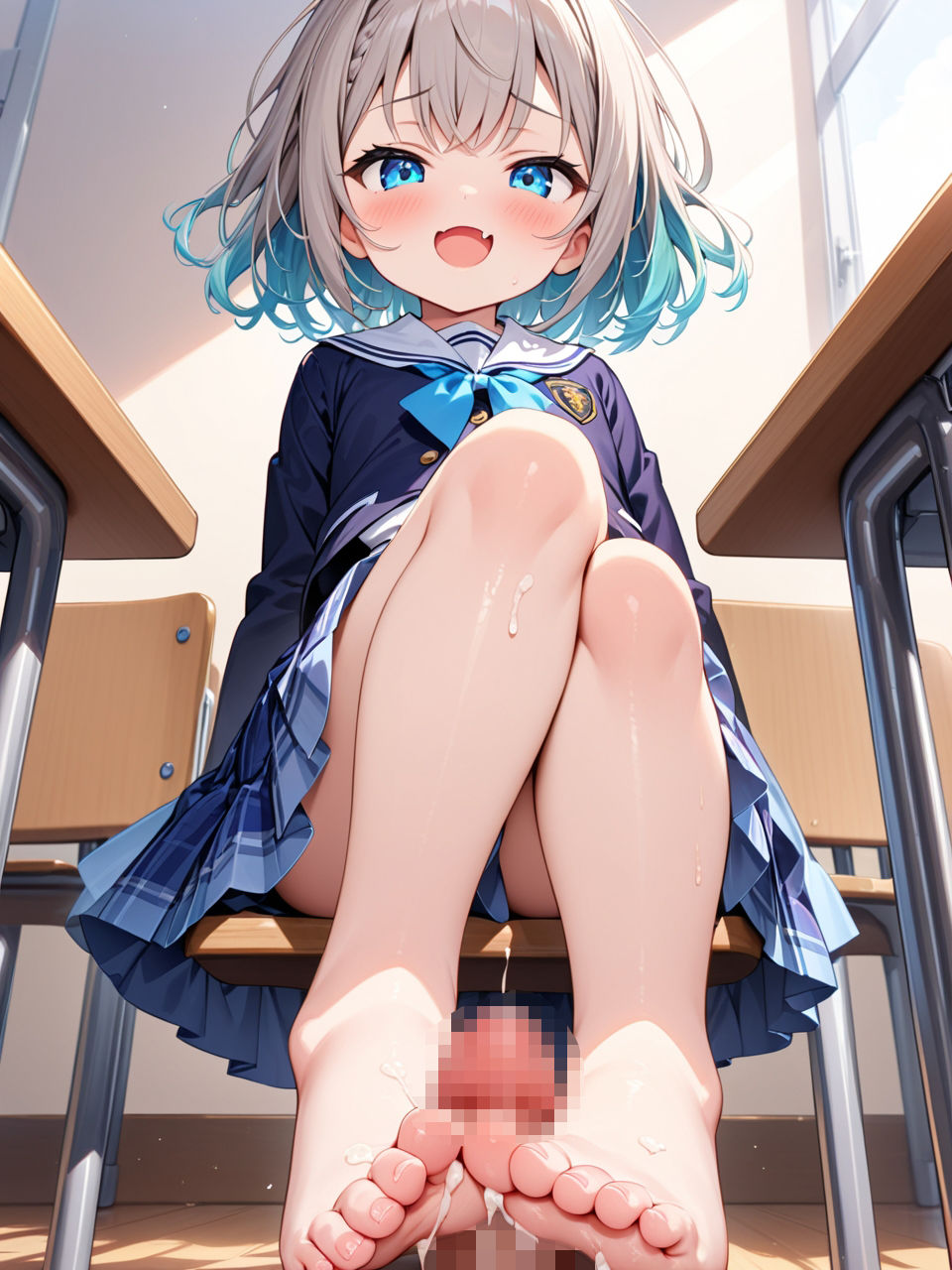 制服女子の足コキで大量射精（ハート） - サンプル画像 4