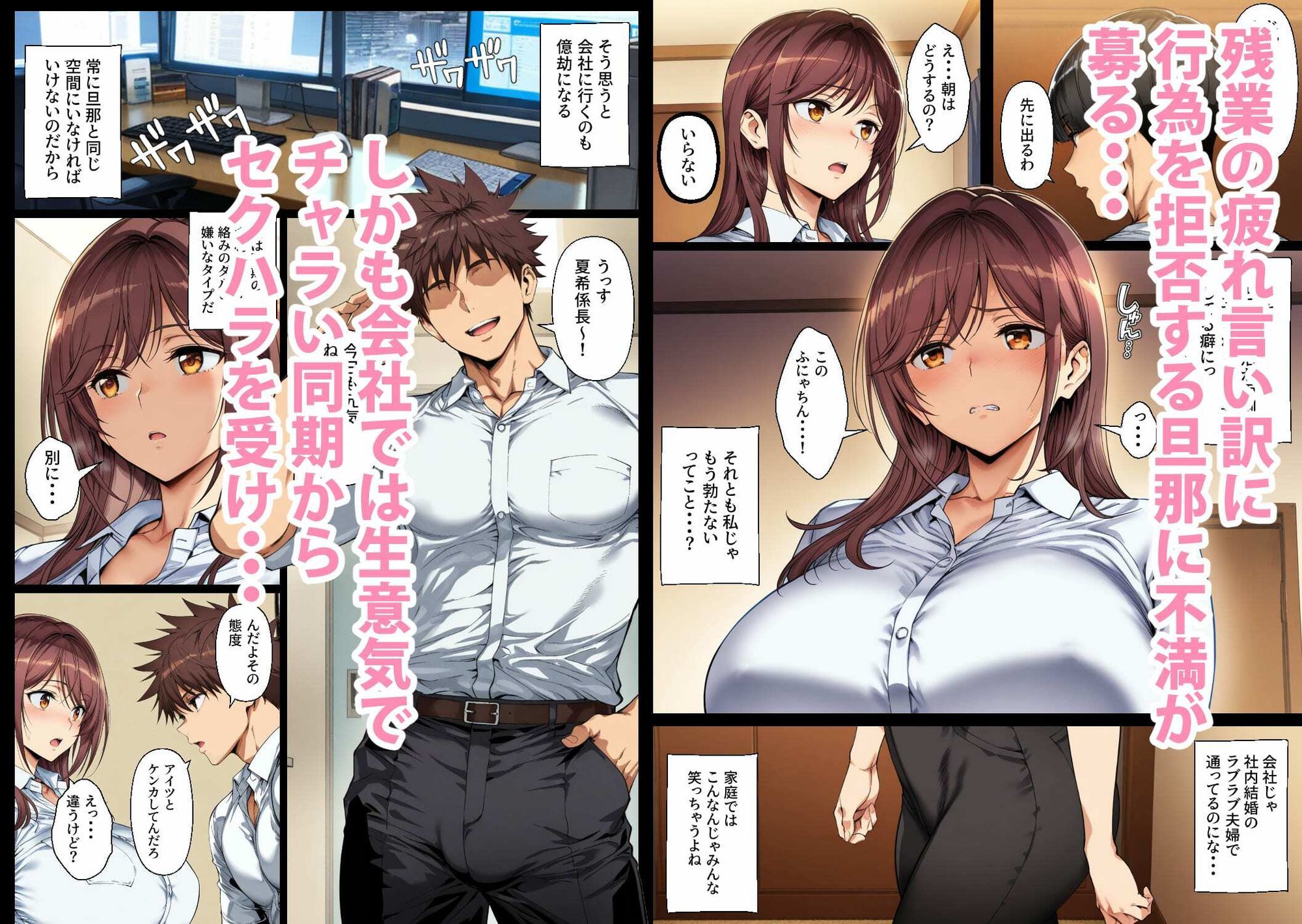 旦那の不祥事をもみ消すため下衆同期に抱かれる人妻OL、堕ちる - サンプル画像 2