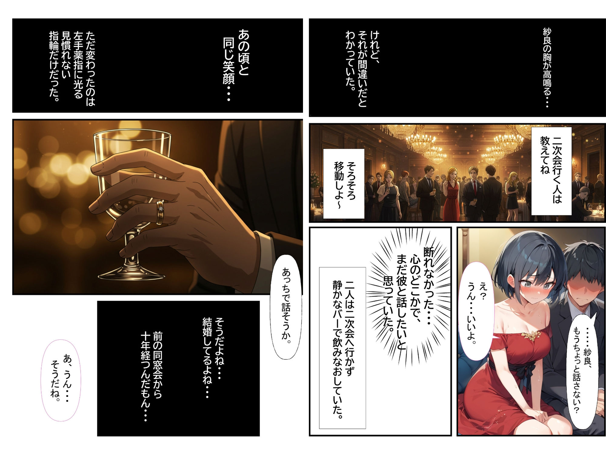同窓会で十年ぶりに会った片思いの幼馴染と、酔った勢いでそのまま朝まで背徳性交。 - サンプル画像 2