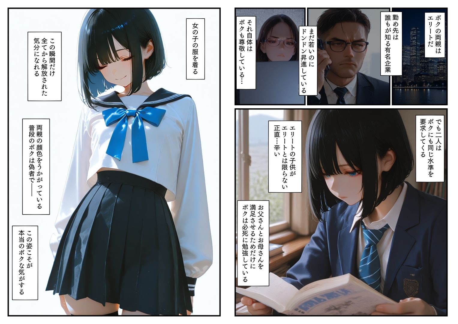 女装少年の性活 電車チカン＆公園乱交編 - サンプル画像 1