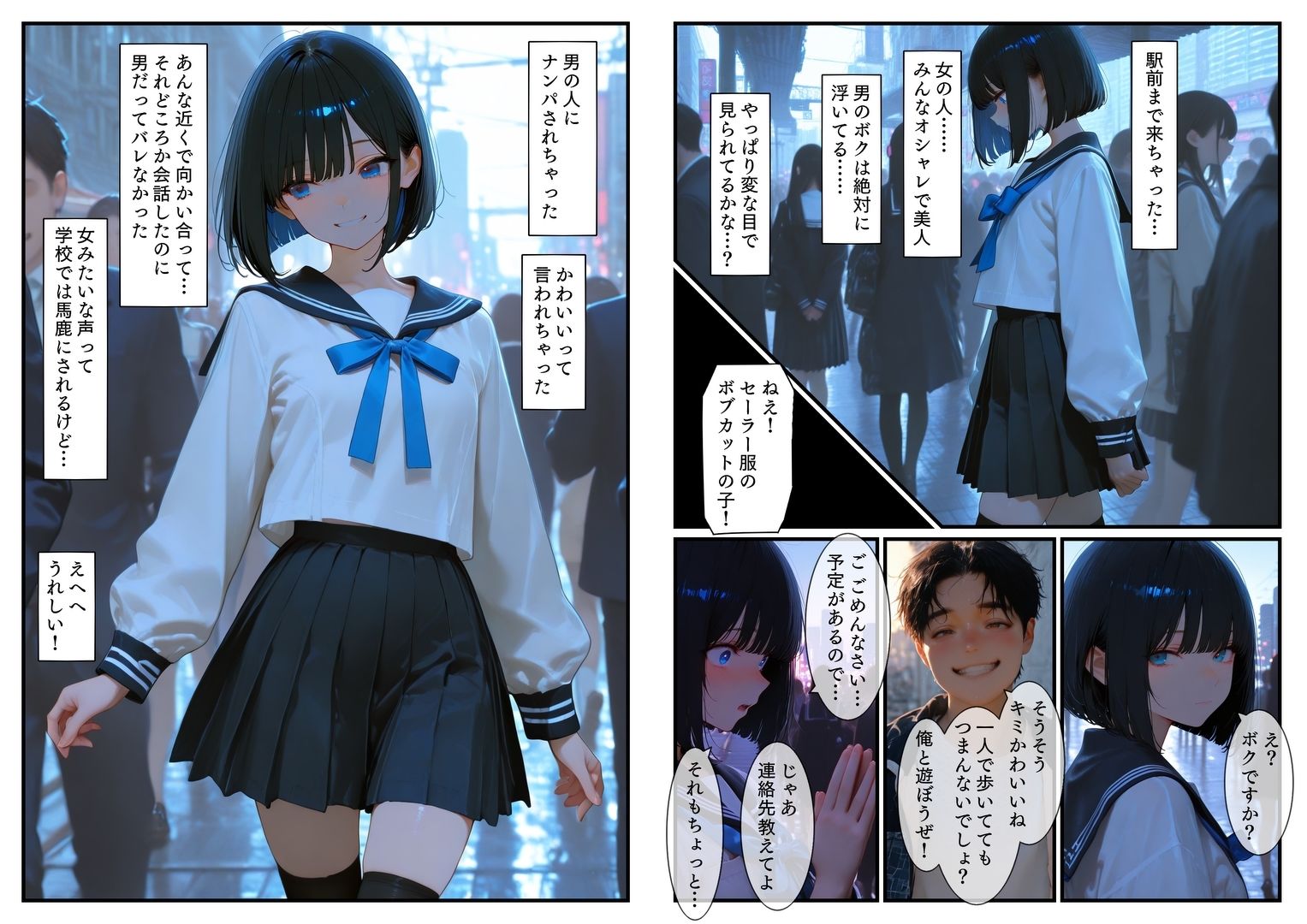 女装少年の性活 電車チカン＆公園乱交編 - サンプル画像 2