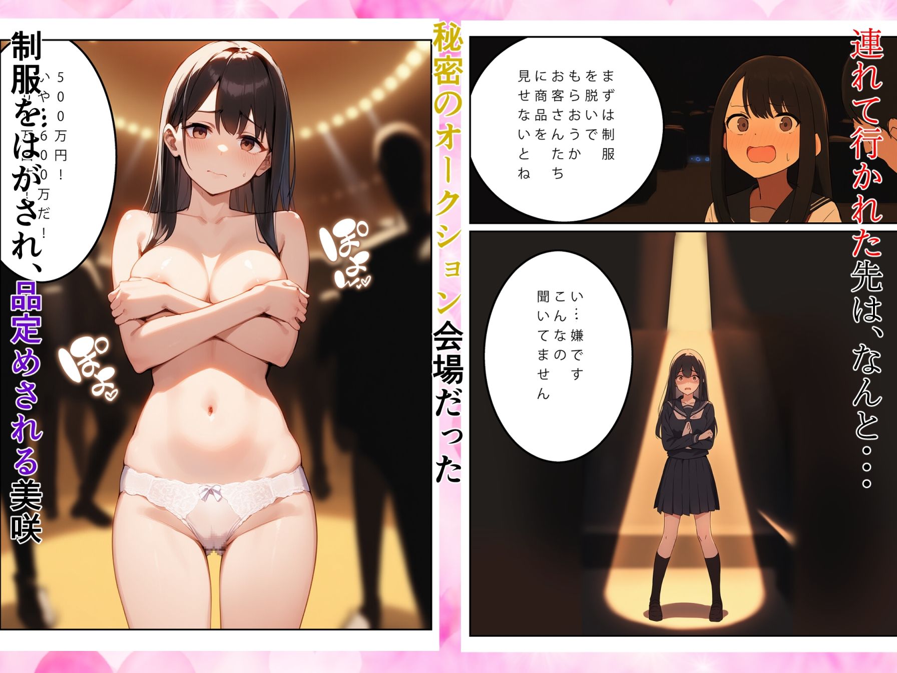 制服JKの処女オークション 〜貧困で苦しみ借金返済のため身体を売った美少女女子校生の初体験調教記録〜 - サンプル画像 2