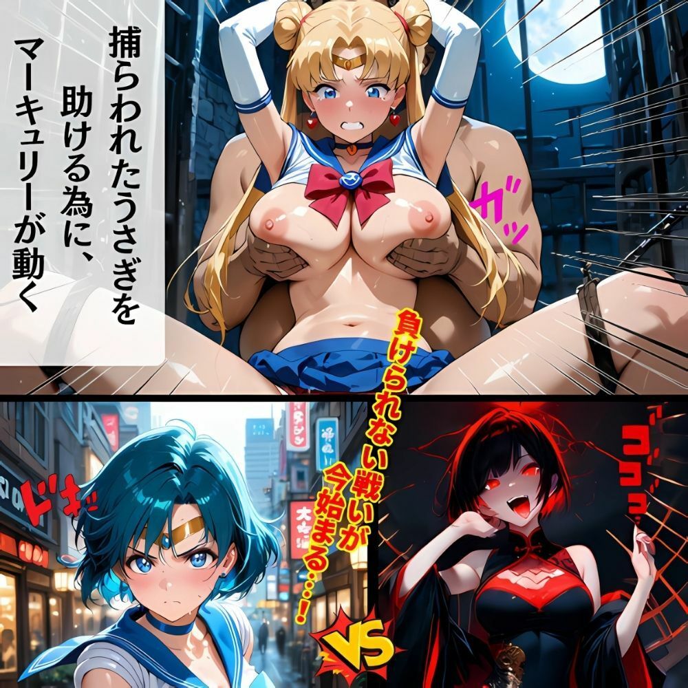 マーキュリーの敗北‥群がるおじさん達の餌食に‥沈むセーラー戦士 - サンプル画像 1