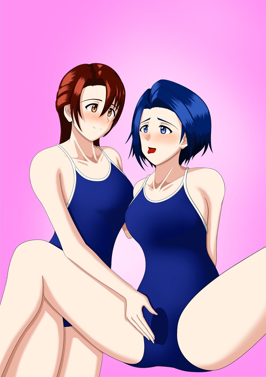 姉さん達がスク水で百合えっちするための島の話   クリ吸引連続絶頂 - サンプル画像 1