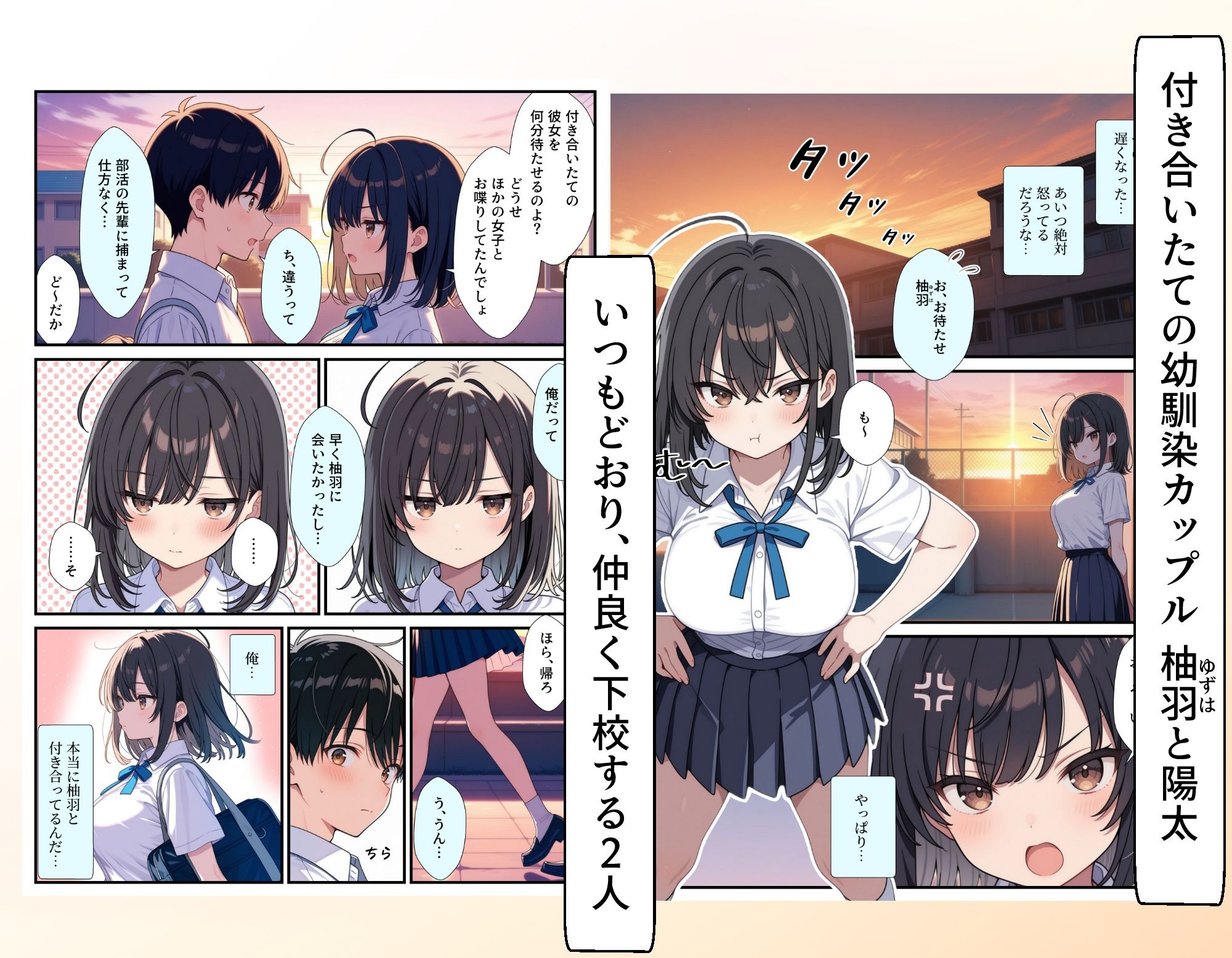 黒髪巨乳の幼馴染が──彼氏との初H直前に見知らぬ男の催●で堕とされる話 - サンプル画像 1