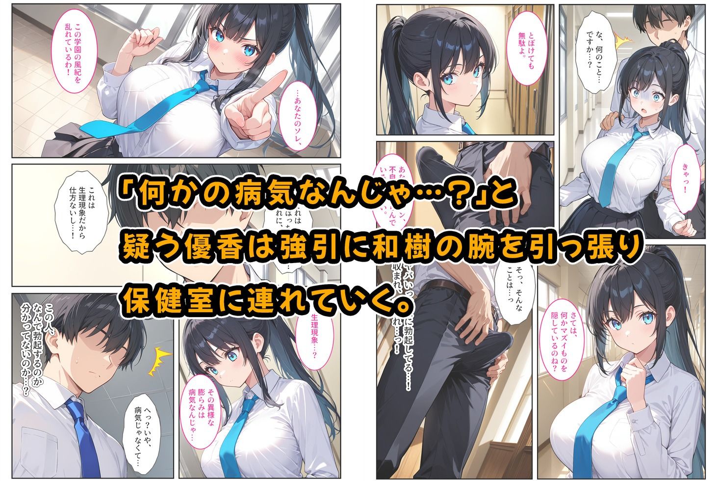 快楽に目覚めた無垢な爆乳風紀委員長とドMなギャル保健医に射精管理されています！ - サンプル画像 2