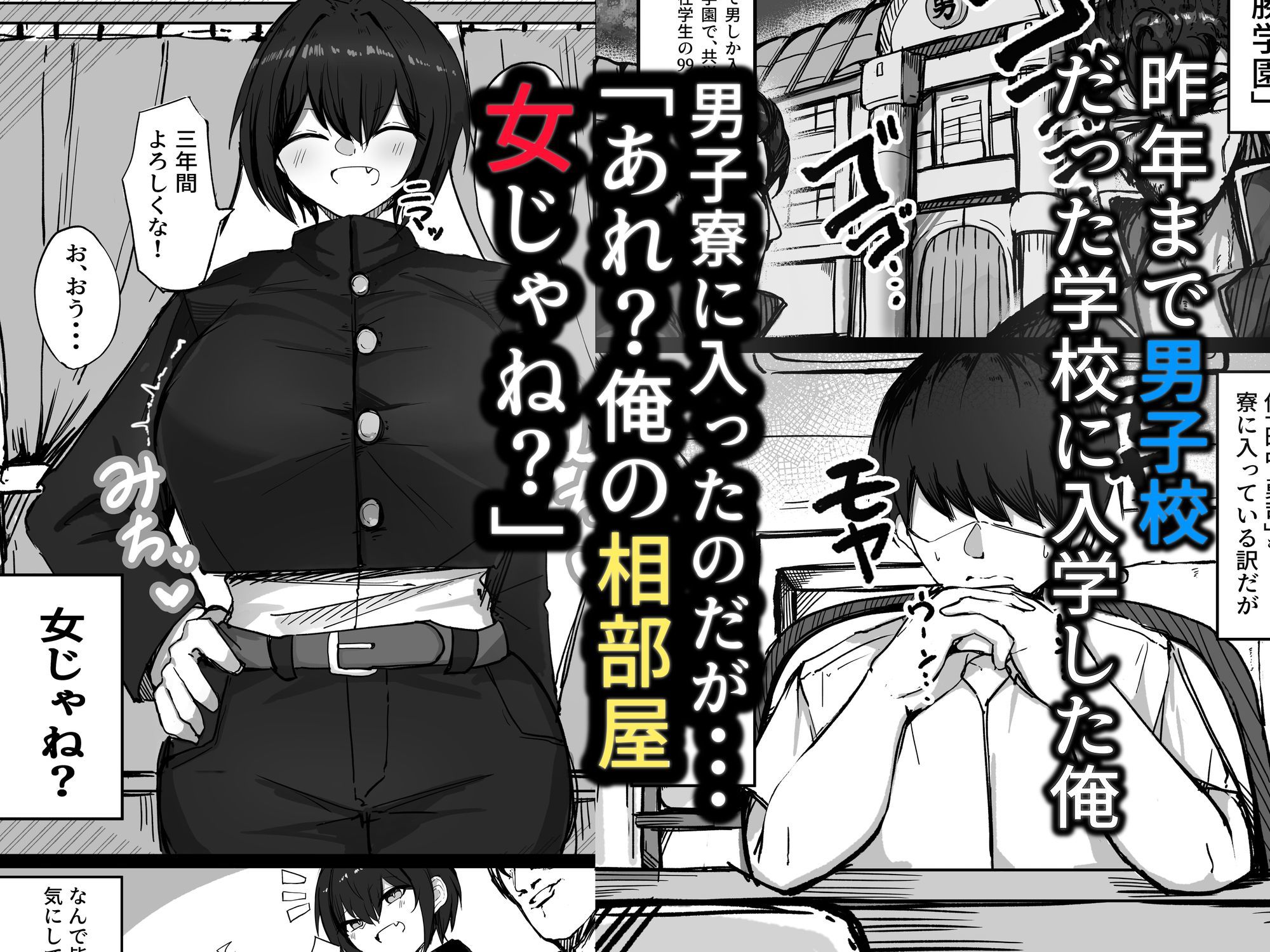 男子寮の相部屋はHの時ドスケベになる爆乳男装女子 - サンプル画像 1