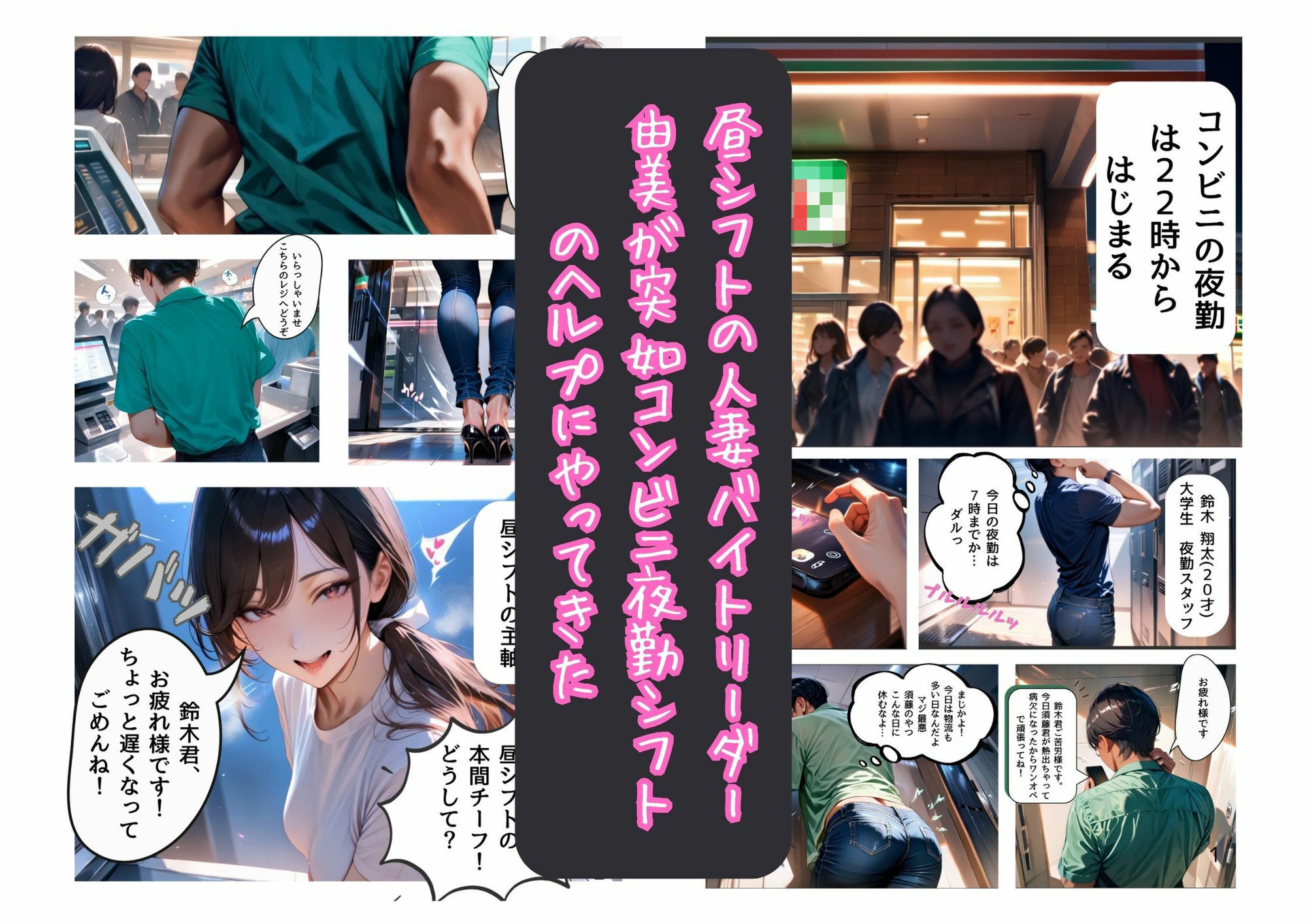人妻バイトリーダーがコンビニ夜勤のヘルプに入り童貞バイトの筆下しもヘルプした - サンプル画像 1
